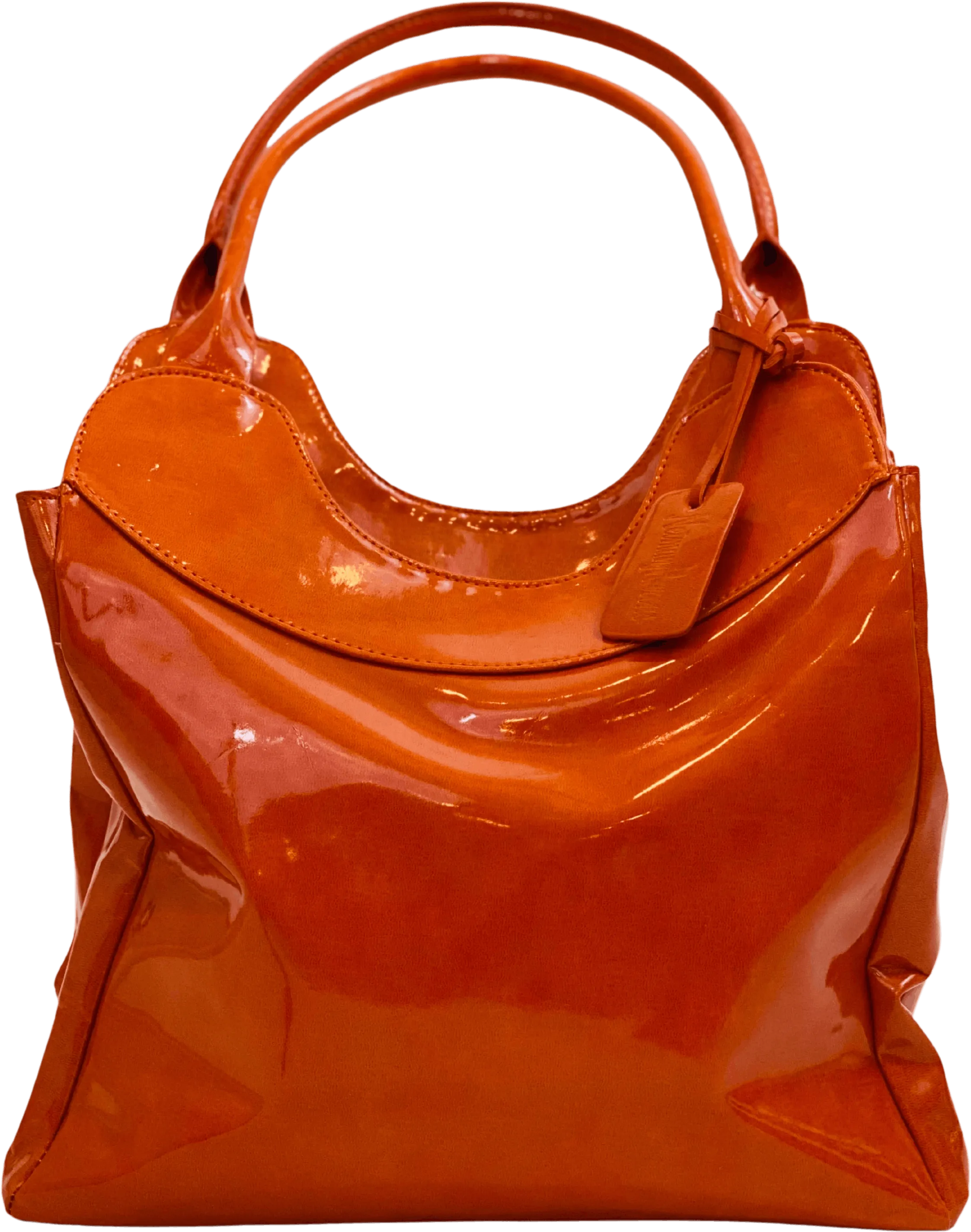 00's Orange Patent Tote by Neiman Marcus