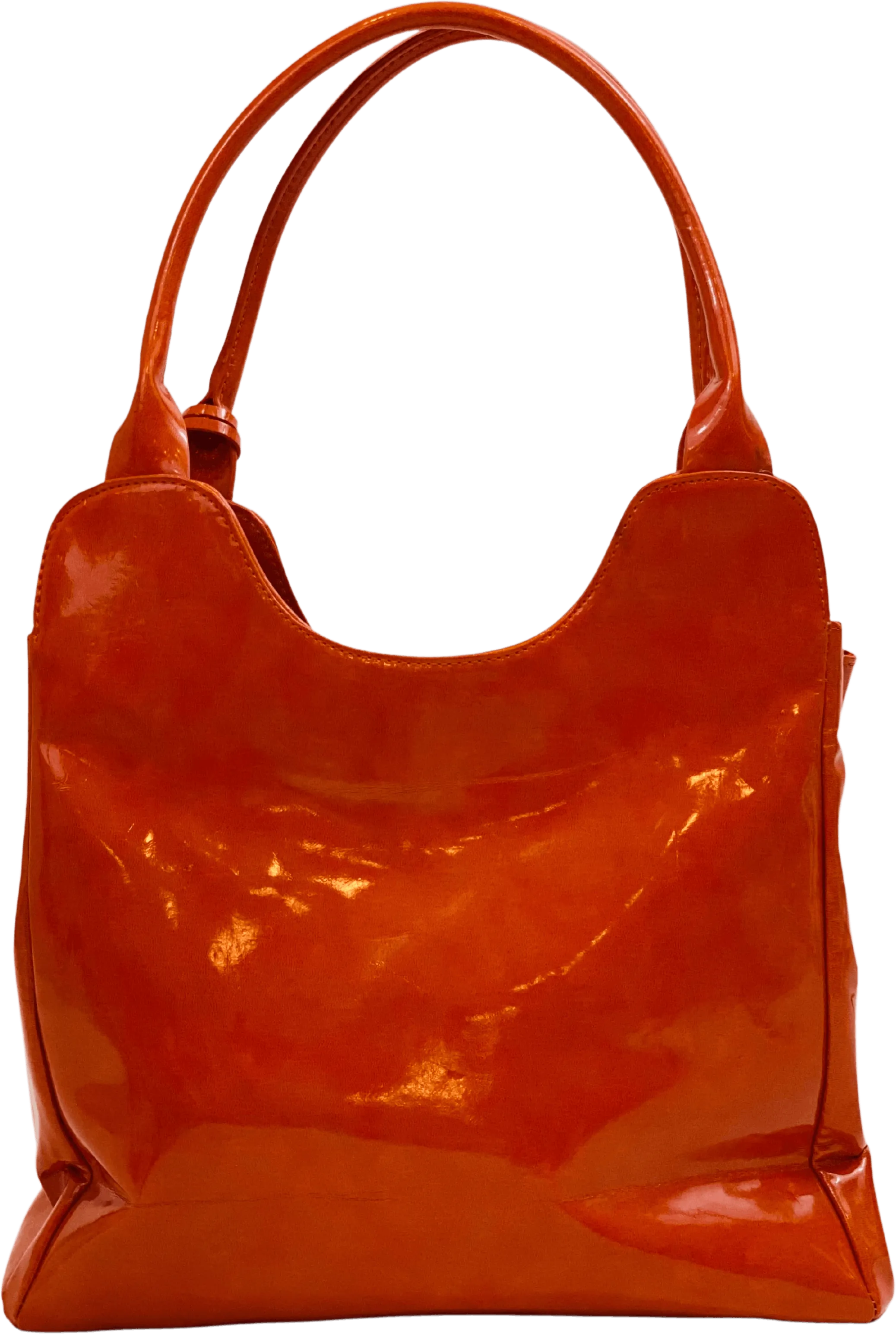 00's Orange Patent Tote by Neiman Marcus