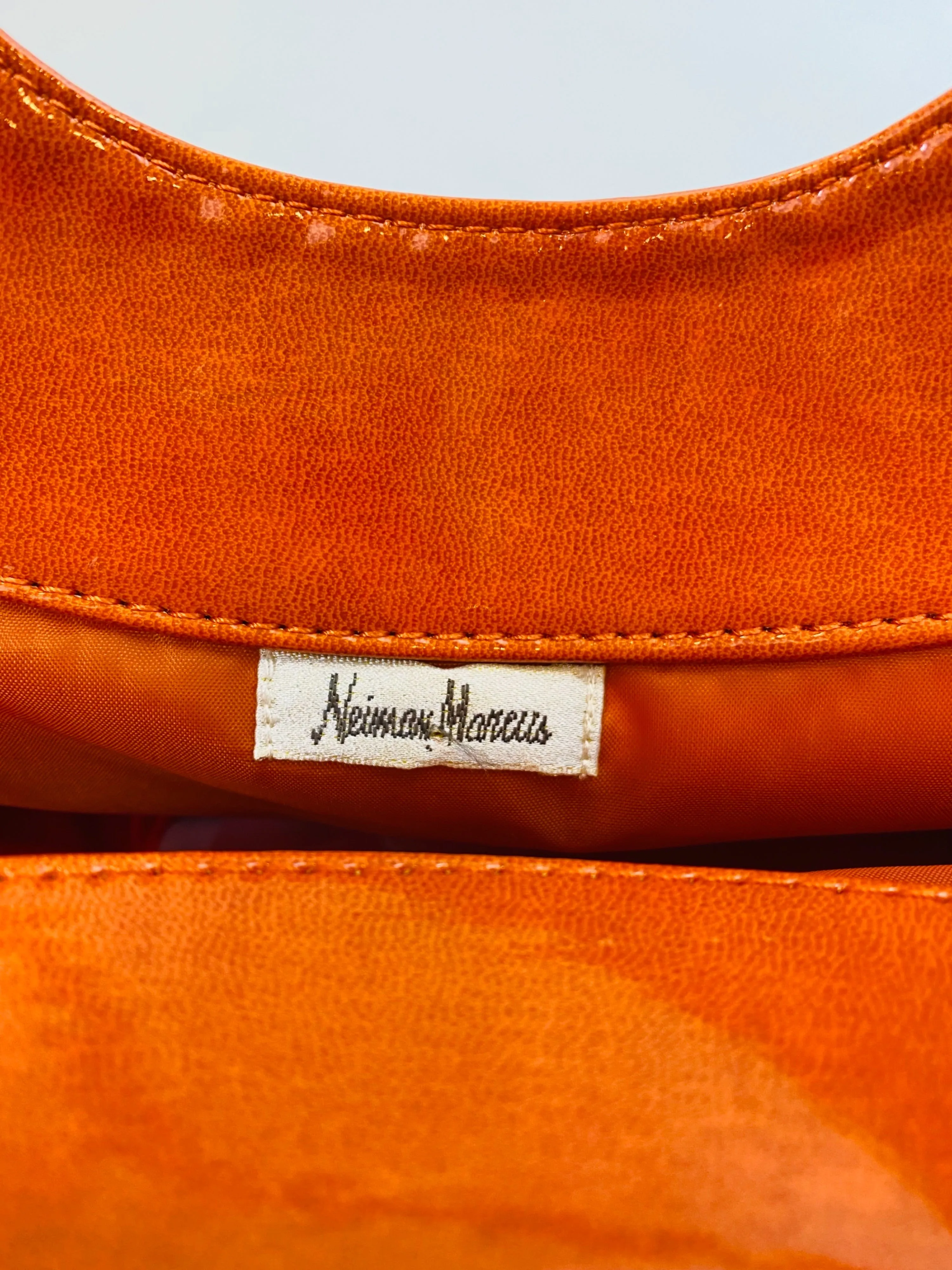 00's Orange Patent Tote by Neiman Marcus