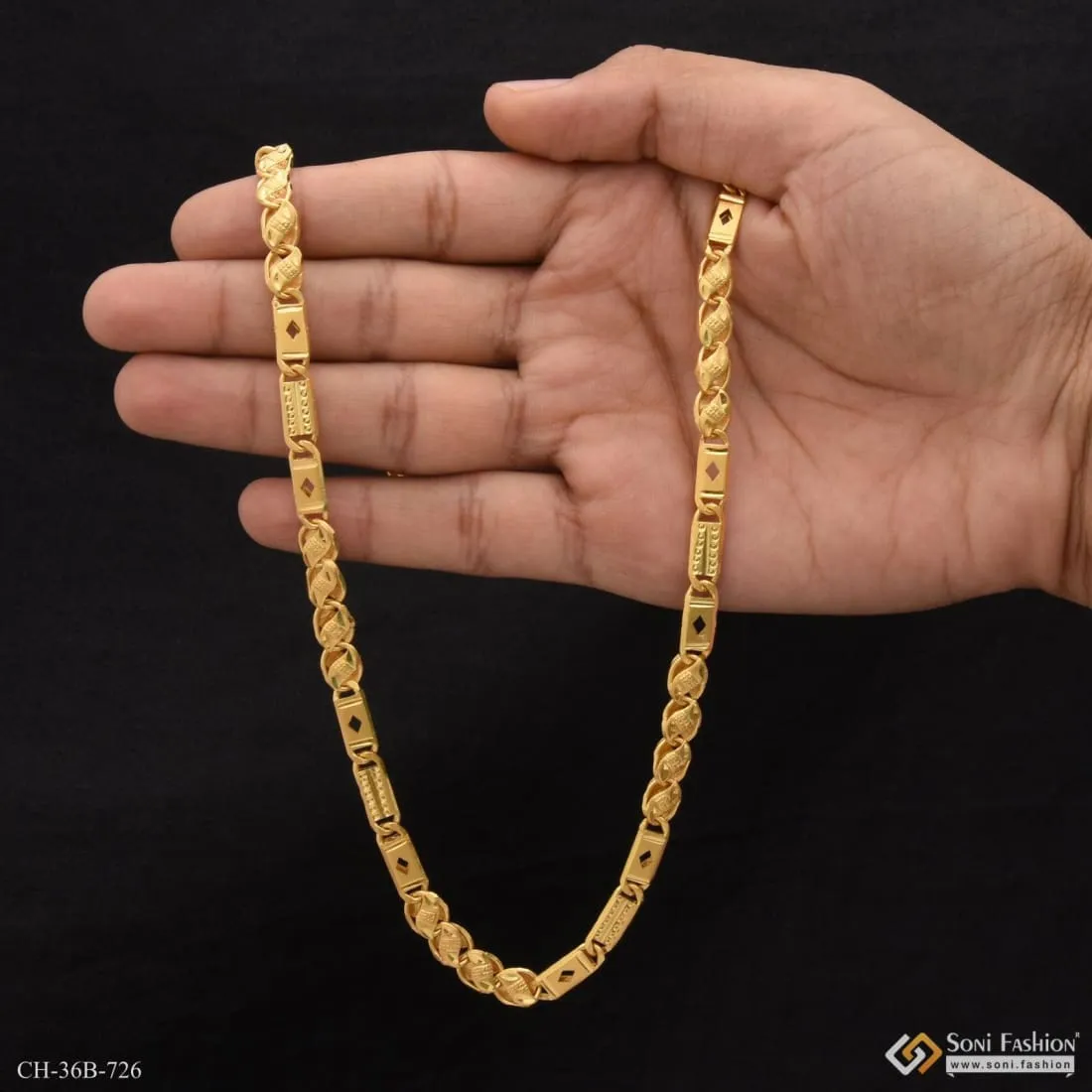 1 Gram Gold Forming Kohli Nawabi Superior Quality Unique Design Chain - Style B726