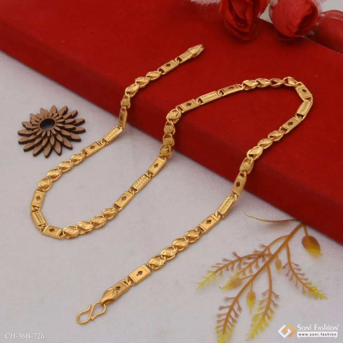 1 Gram Gold Forming Kohli Nawabi Superior Quality Unique Design Chain - Style B726