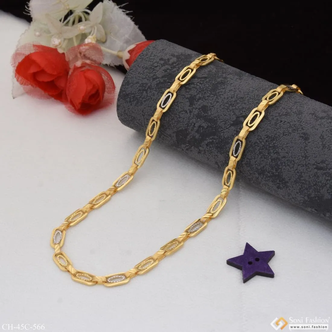 1 Gram Gold Plated Gorgeous Design Fashionable Design Chain for Men - Style C566