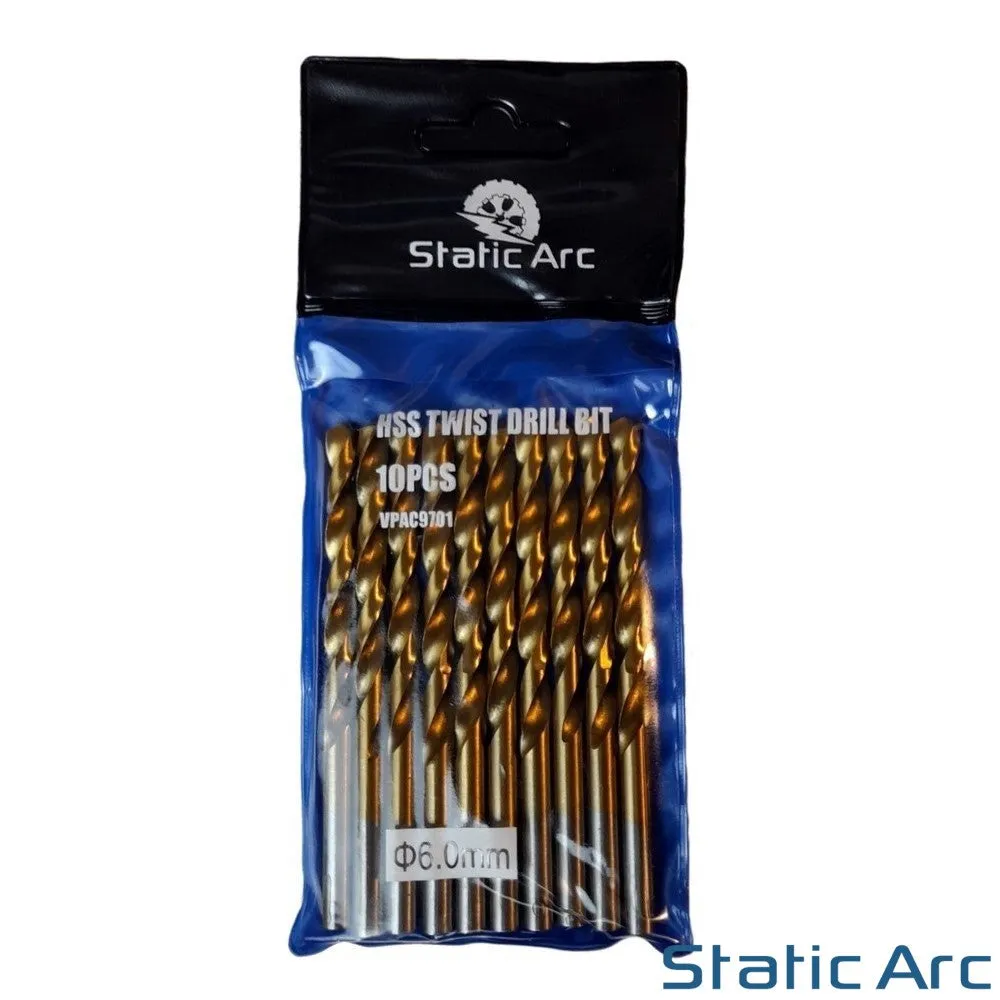 10x HSS TITANIUM COATED DRILL BIT SET PACK METAL WOOD PLASTIC HOLE 1/2/3/4/5/6mm