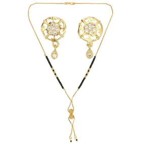 AanyaCentric Gold Plated Short Mangalsutra Set with Earrings