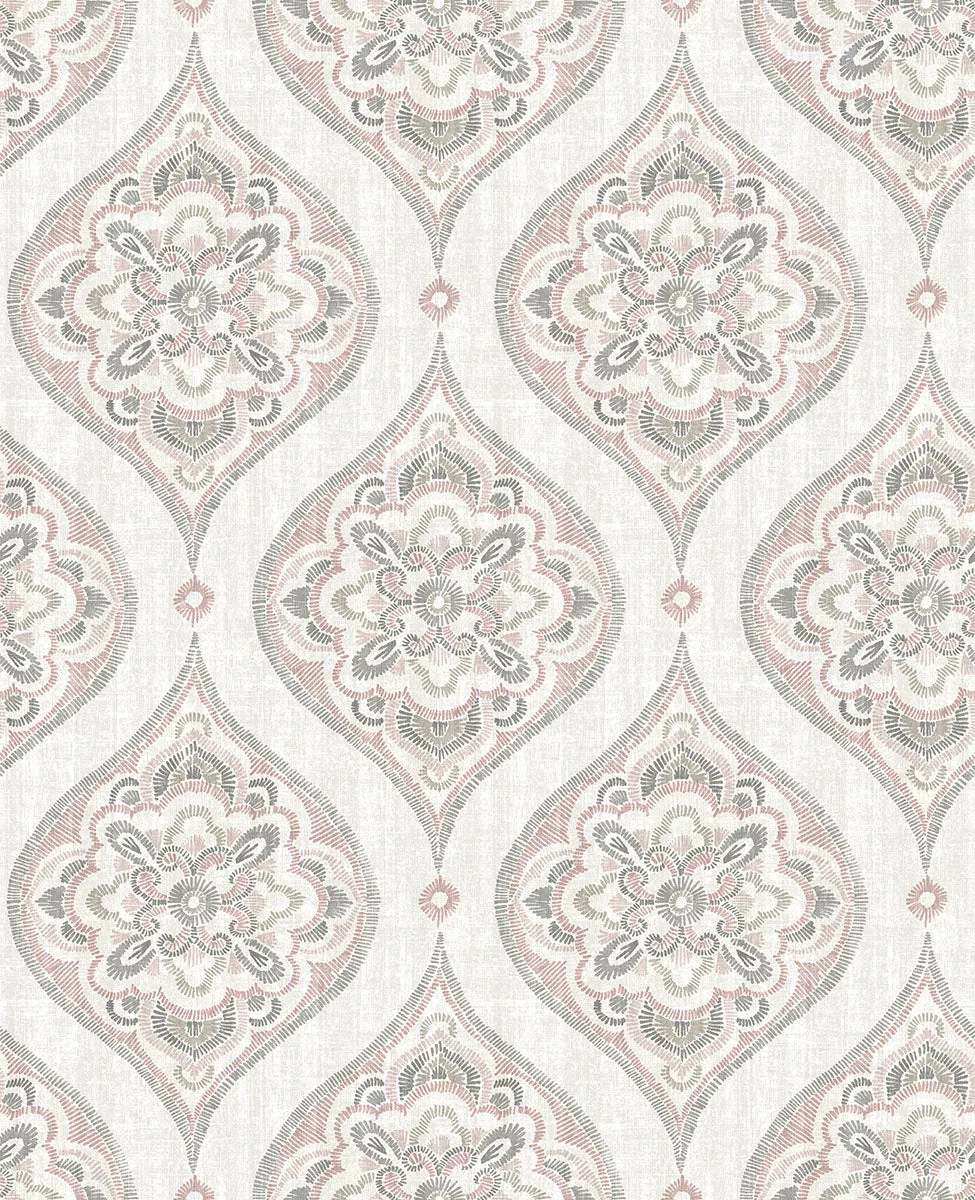 Adele Rose Damask Wallpaper