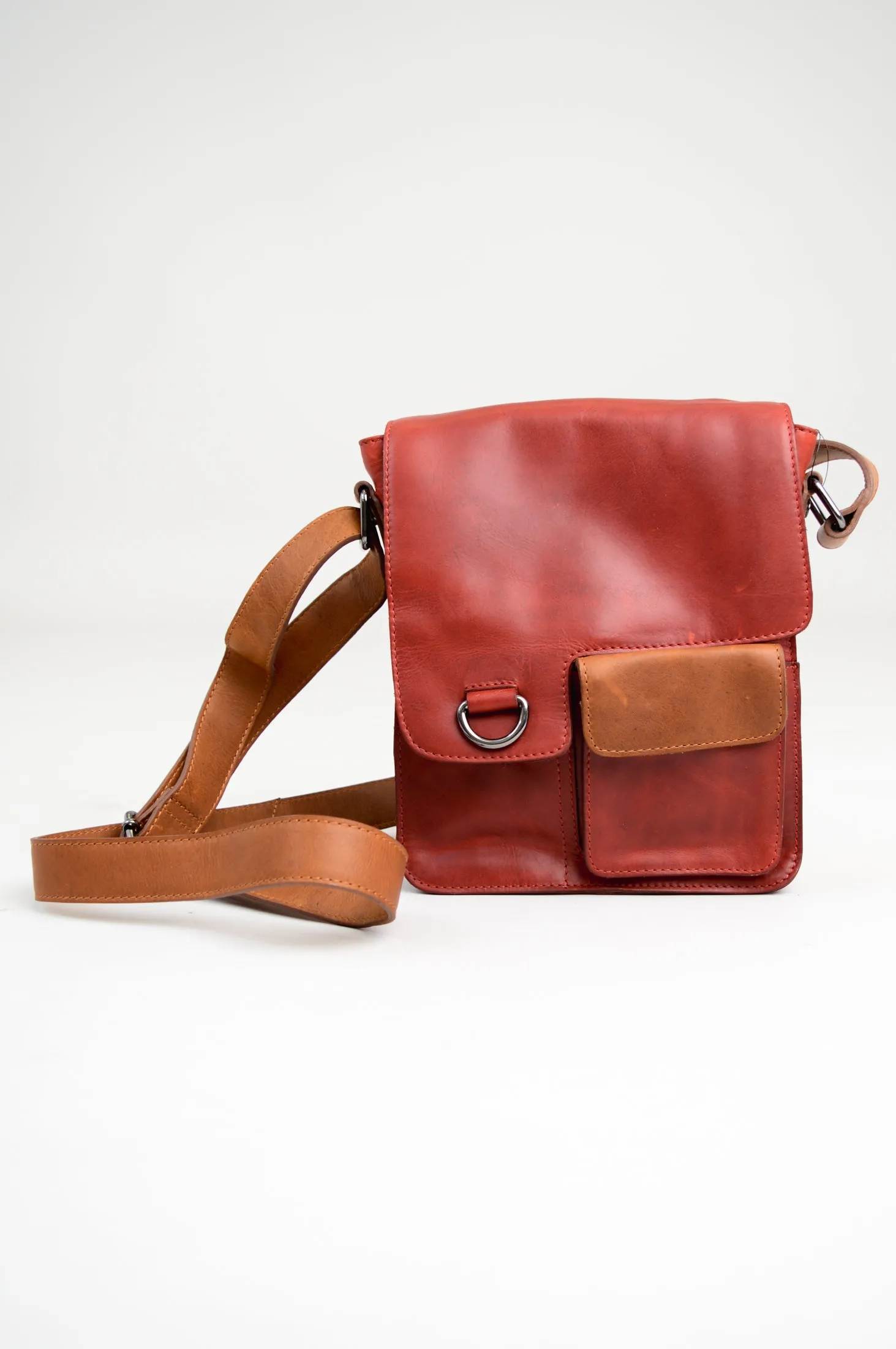 Adrian Klis 1728 Bag, Red/Tan, Buffalo Leather