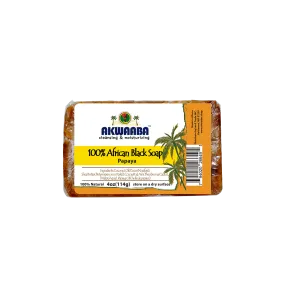 Akwaaba African Black Soap Bar (Papaya) 4oz