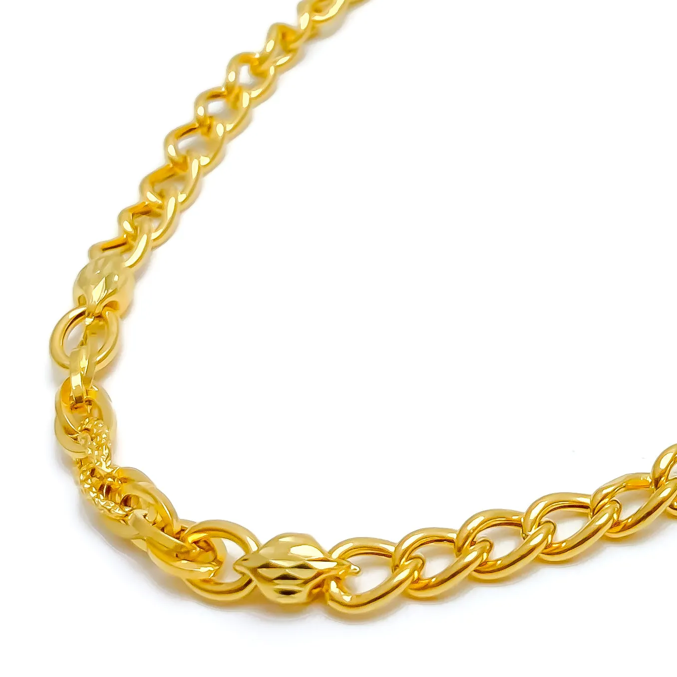 Alternating Fancy Link 22k Gold Italian Chain - 19"