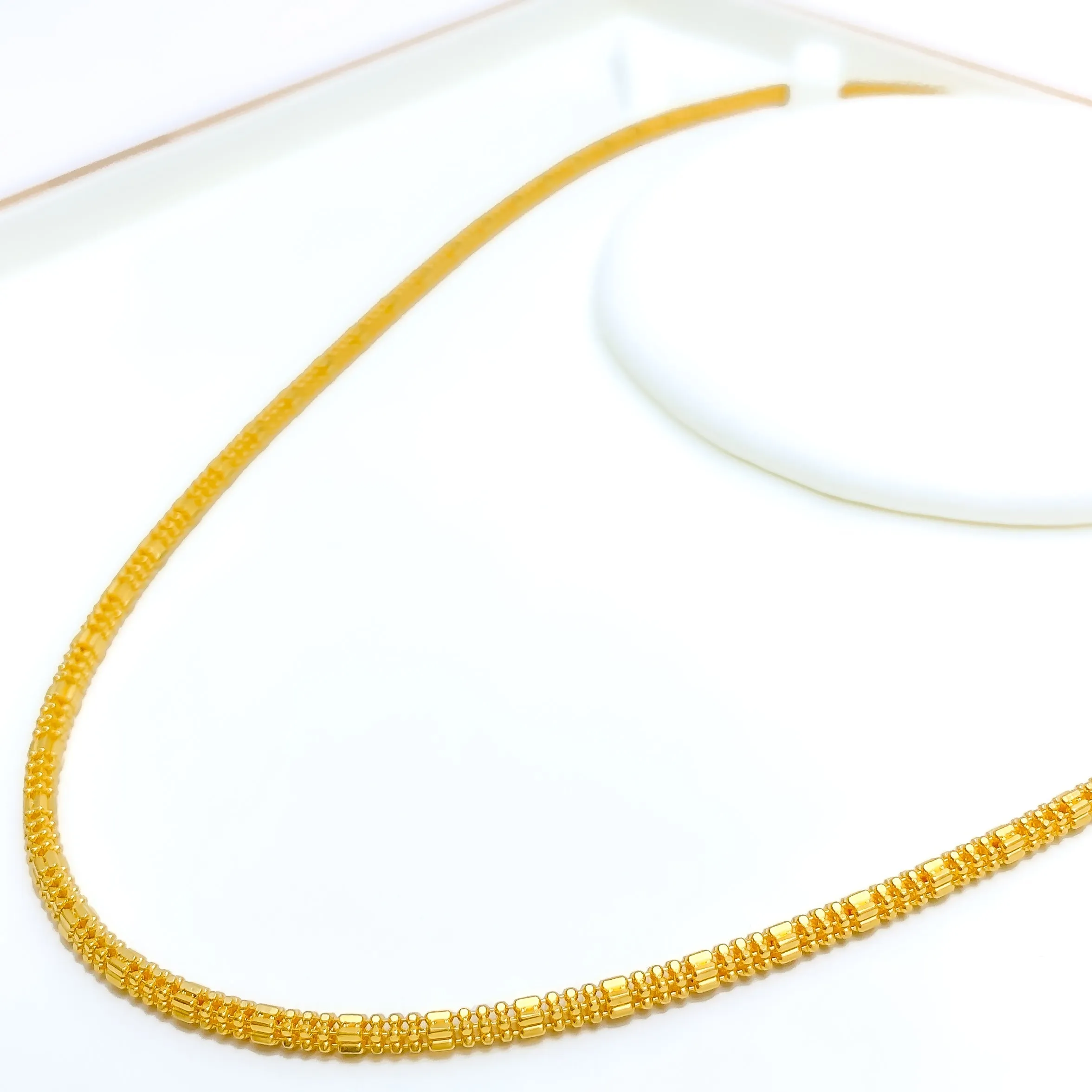 Alternating Hollow 22k Gold Bead Chain - 18"