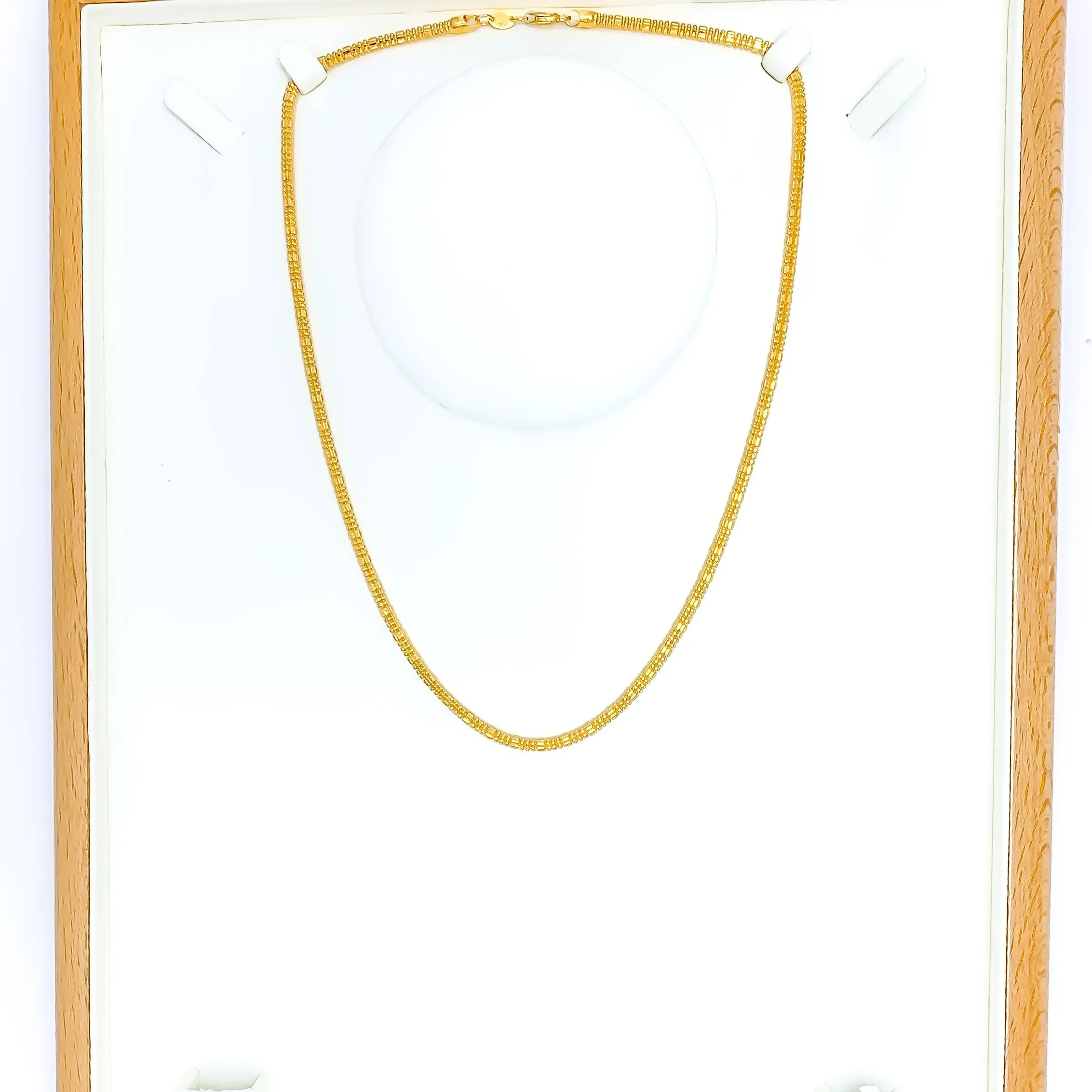 Alternating Hollow 22k Gold Bead Chain - 18"