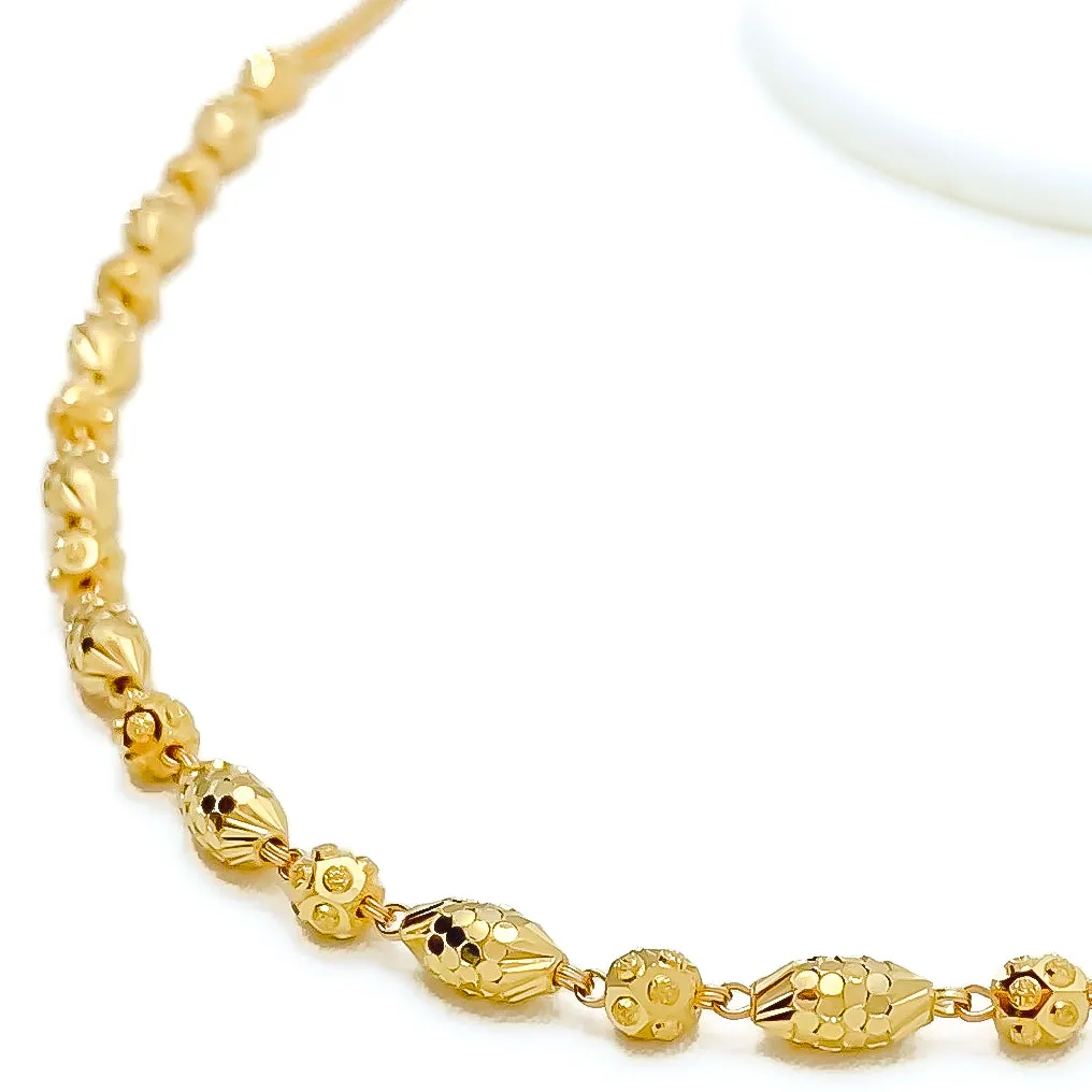 Alternating Marquise Bead 22K Gold Necklace - 18"