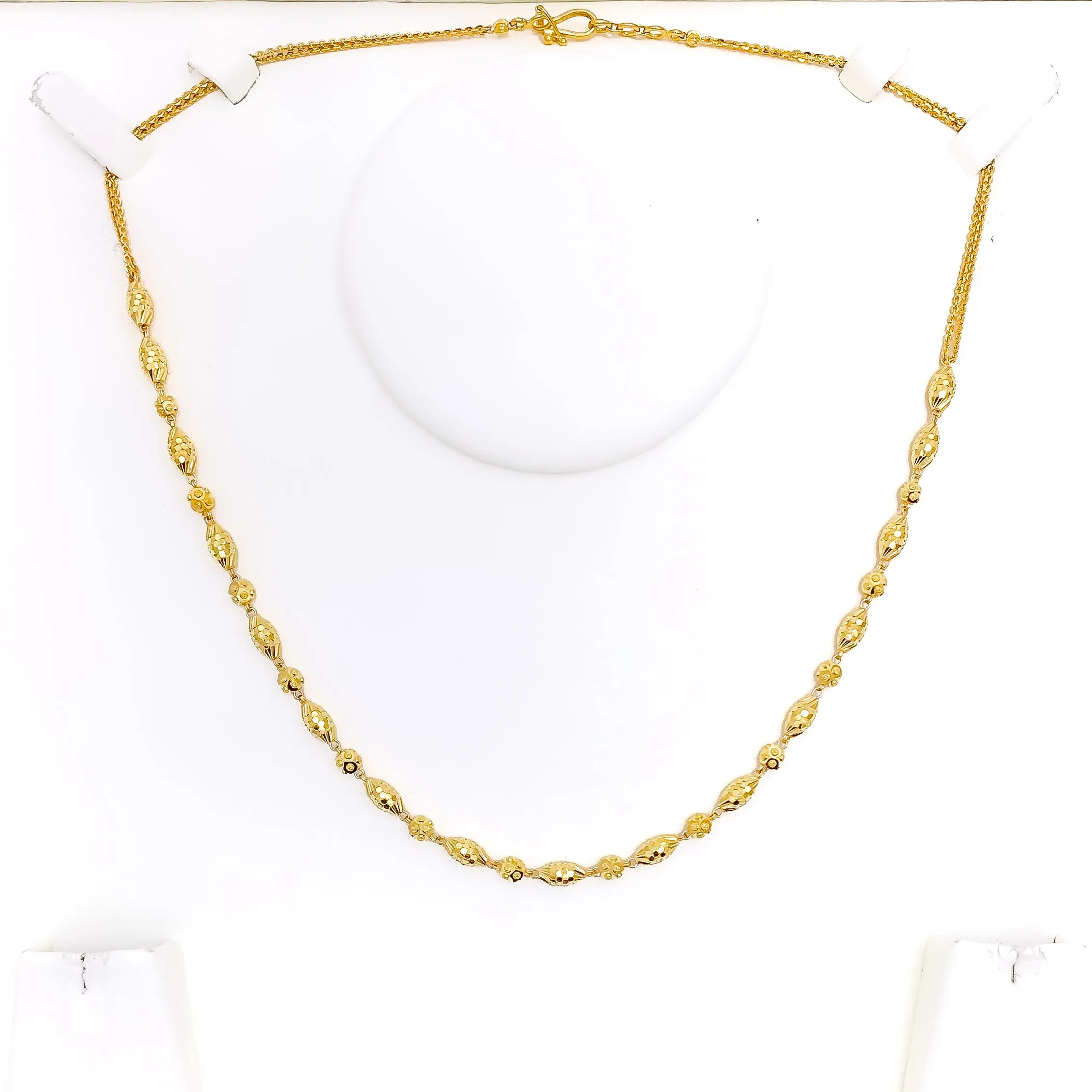 Alternating Marquise Bead 22K Gold Necklace - 18"