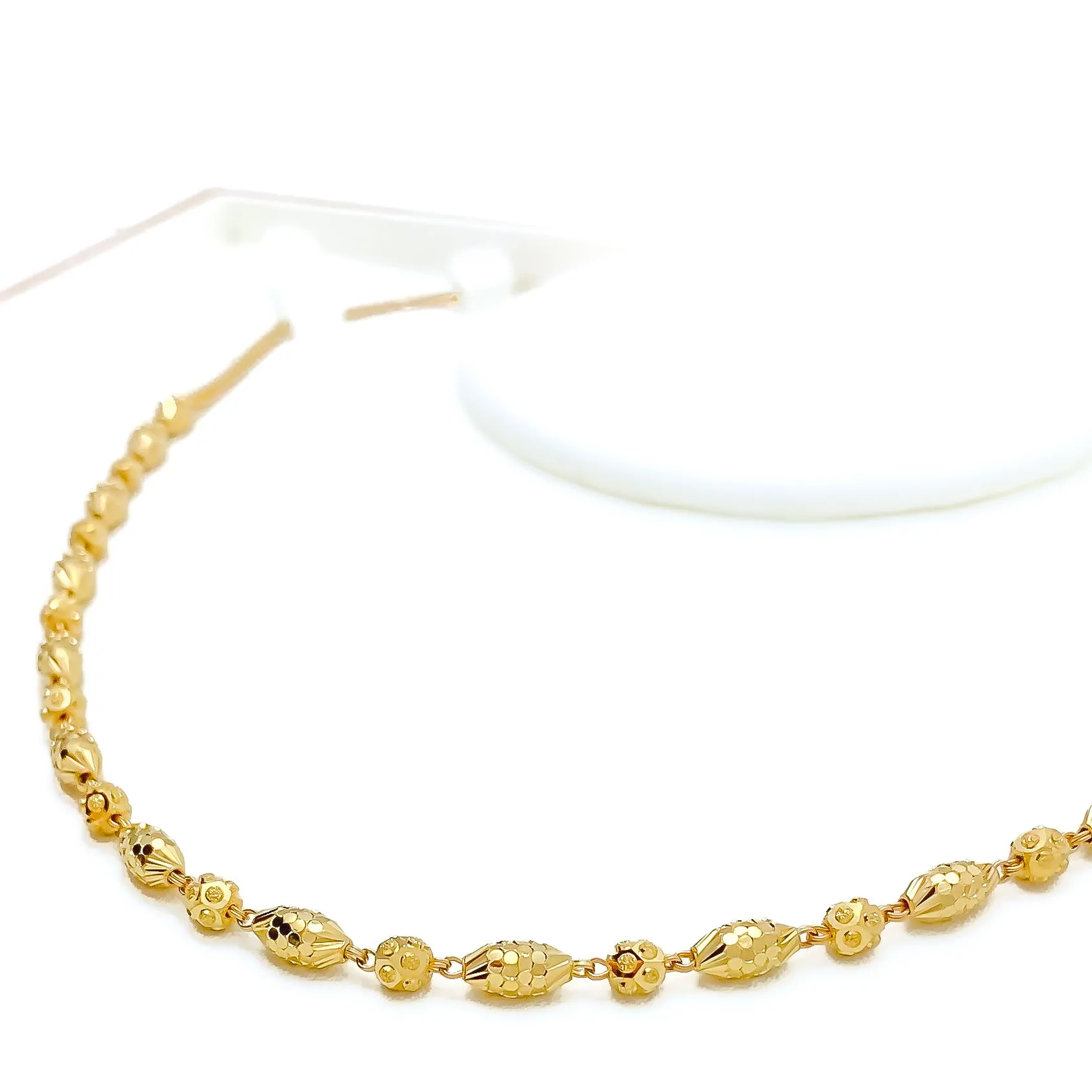 Alternating Marquise Bead 22K Gold Necklace - 18"