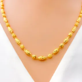 Alternating Marquise Bead 22K Gold Necklace - 18"