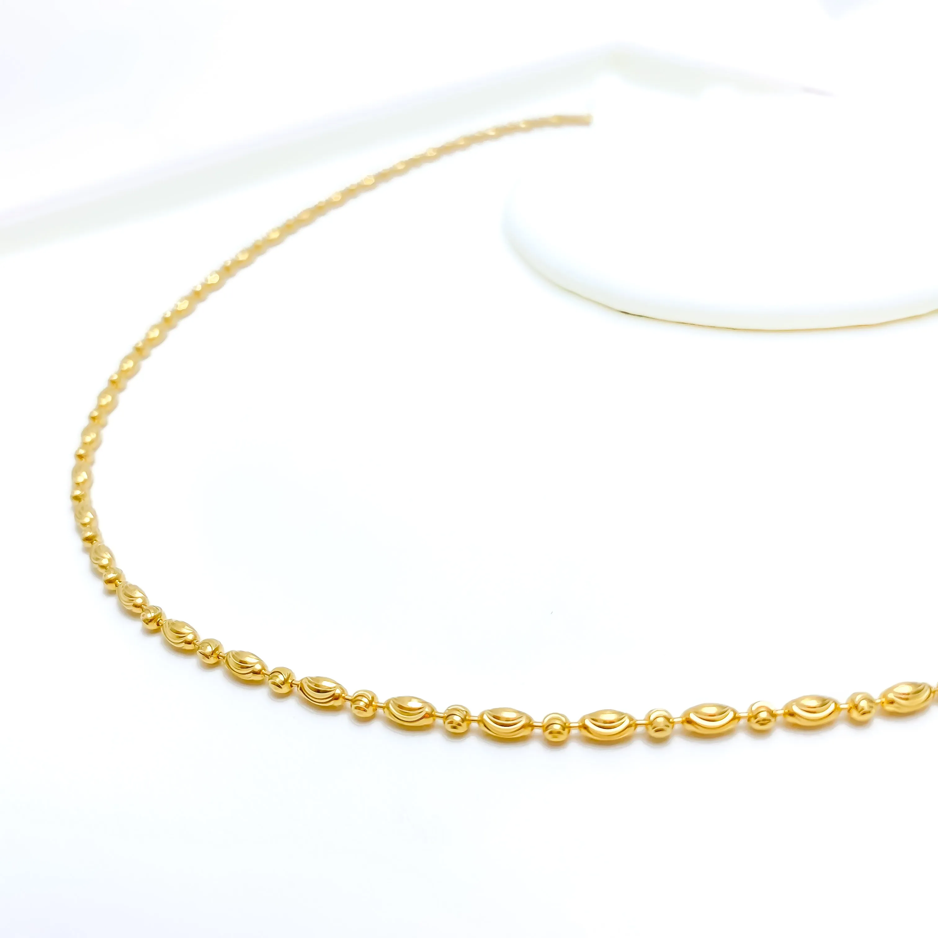 Alternating Wavy 22k Gold Chain - 18"