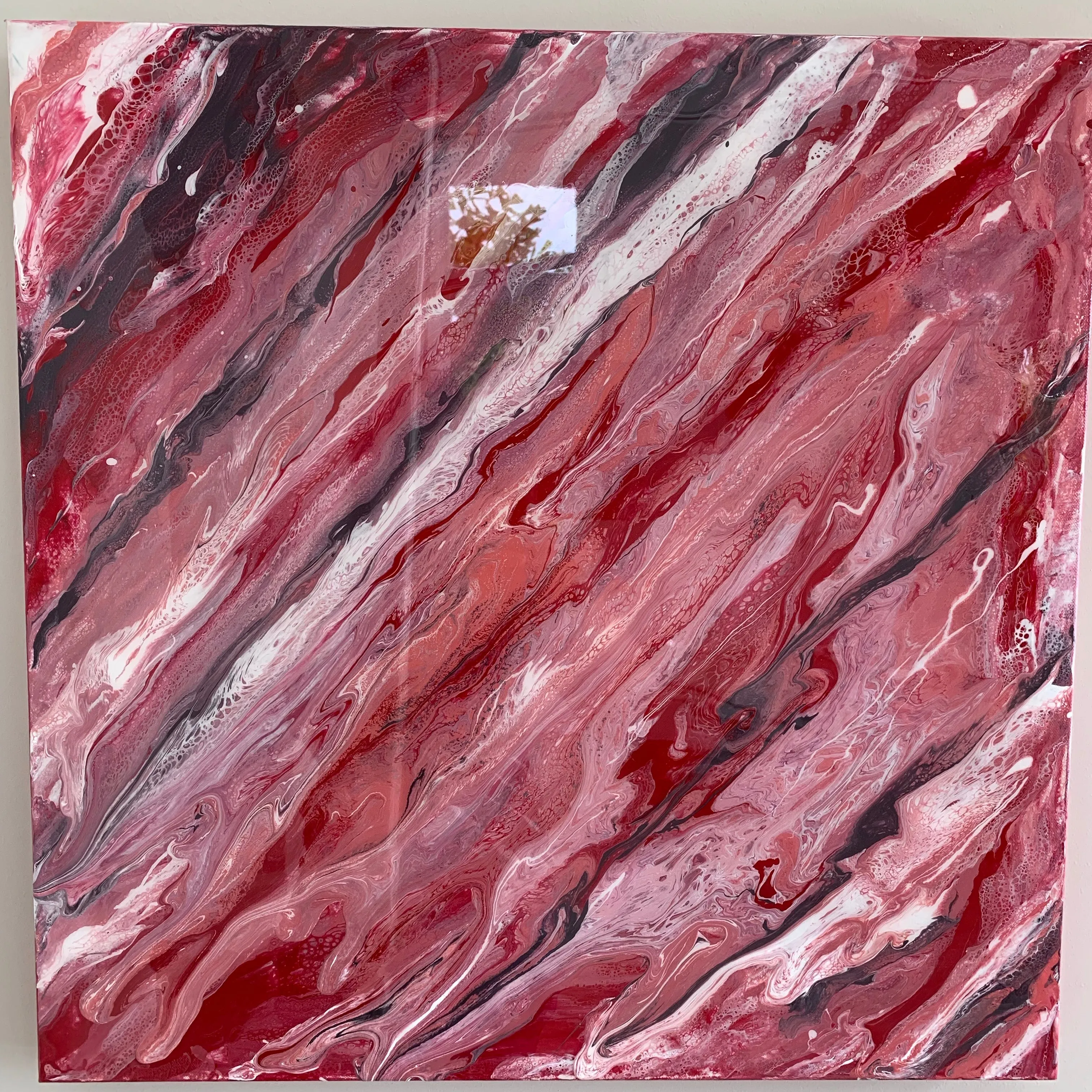 Art by SK -  Red Rain - Red Series 20 x 20"  high gloss finish