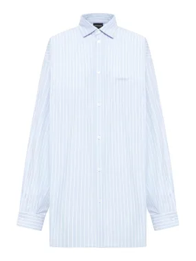 ASYMMETRIC SHIRT COTTON STRIPE POPLIN