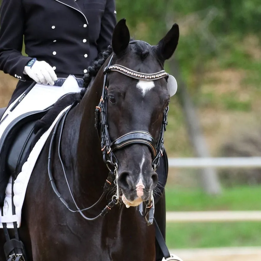 Aurelia Rose Gold Black Patent Double Bridle