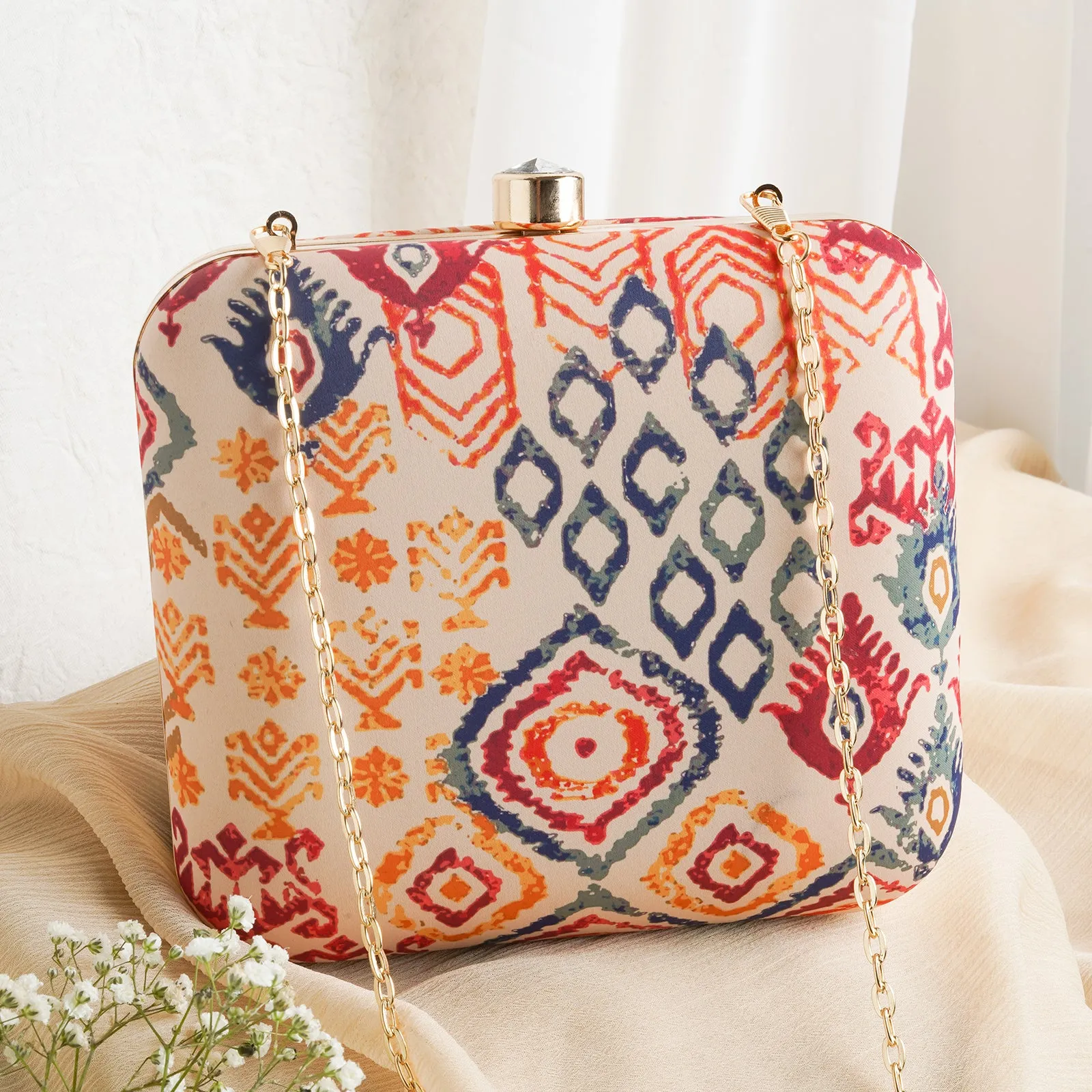 Autumn Garden Stone and Print Clutch