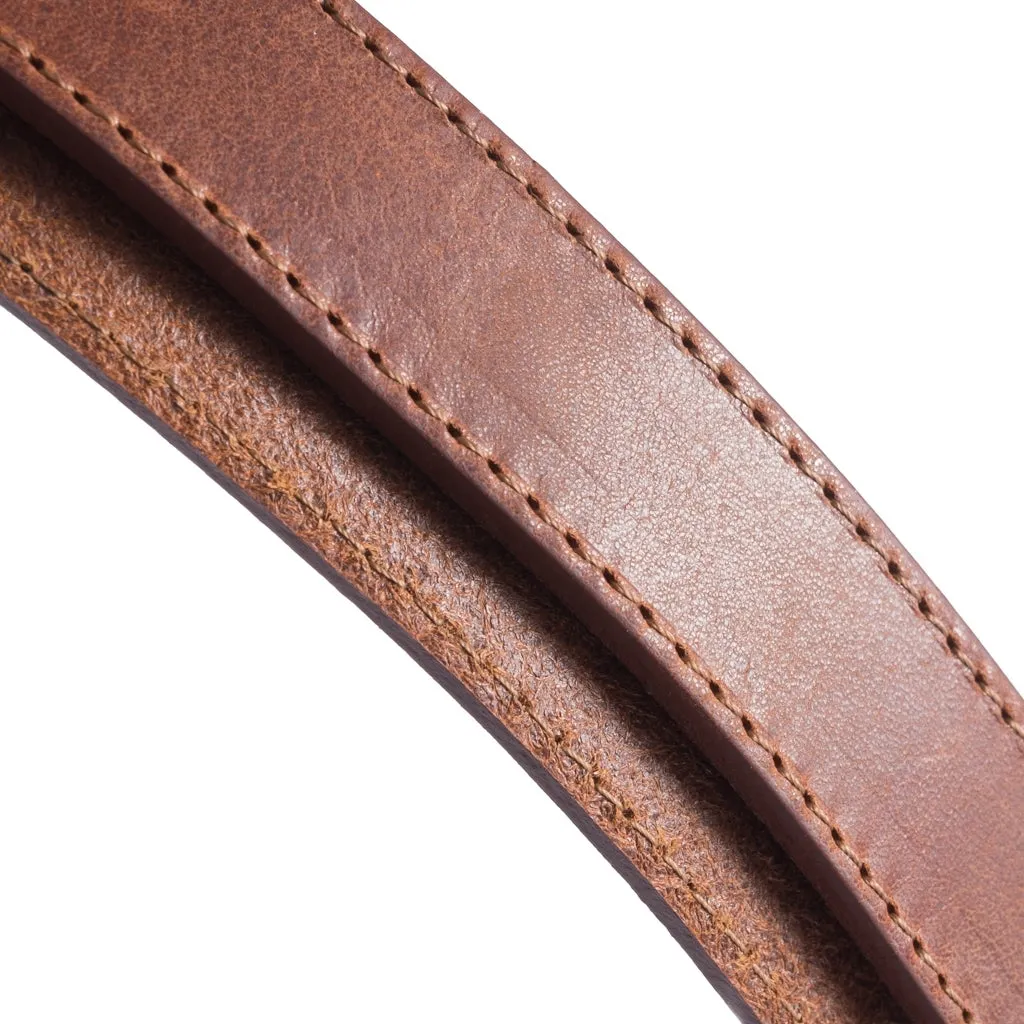 Beautiful leather belt with chain detail / 14930 - Cognac