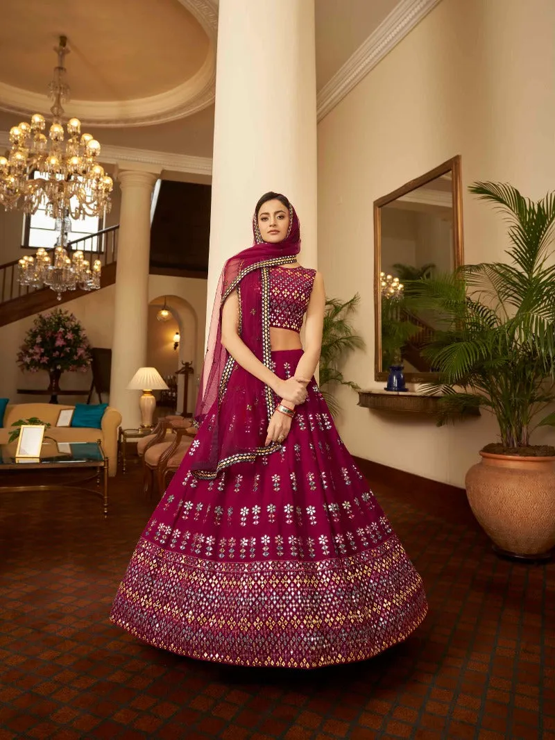 Beautiful Purple colored printed Lehenga Set - Rent