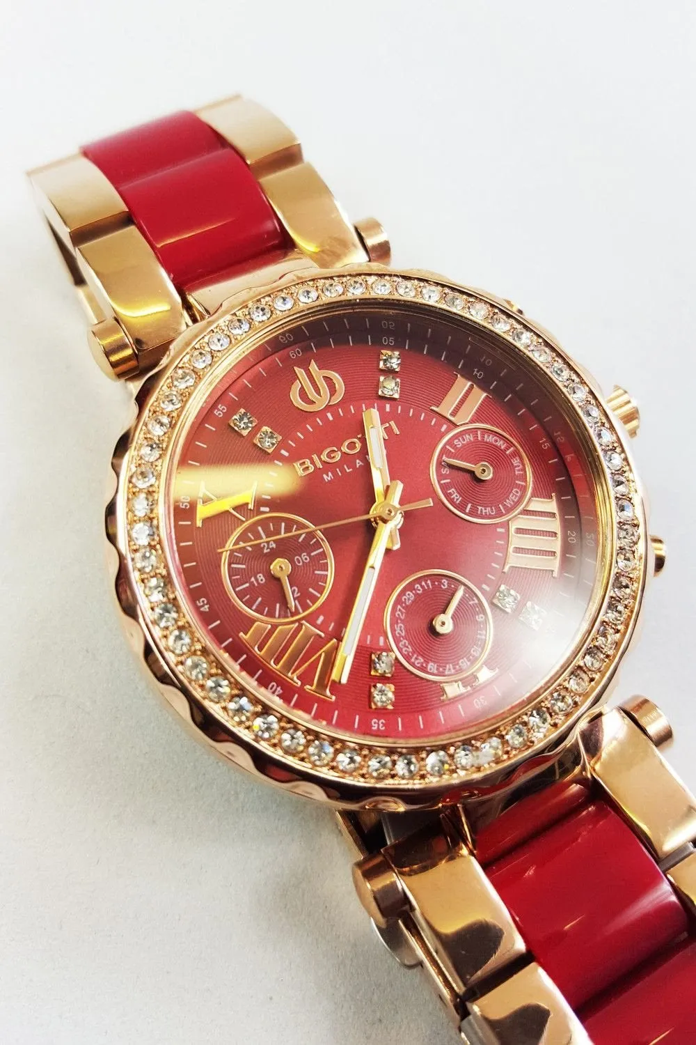 BIGOTTI MILANO Bi-Color Rose Gold Women's Wristwatch Red