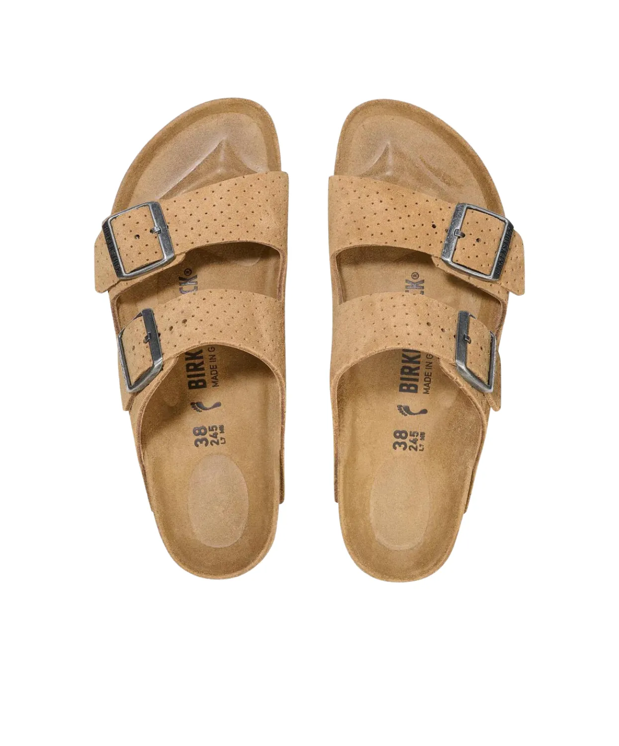 Birkenstock Arizona Embossed Suede Leather New Beige Sandals