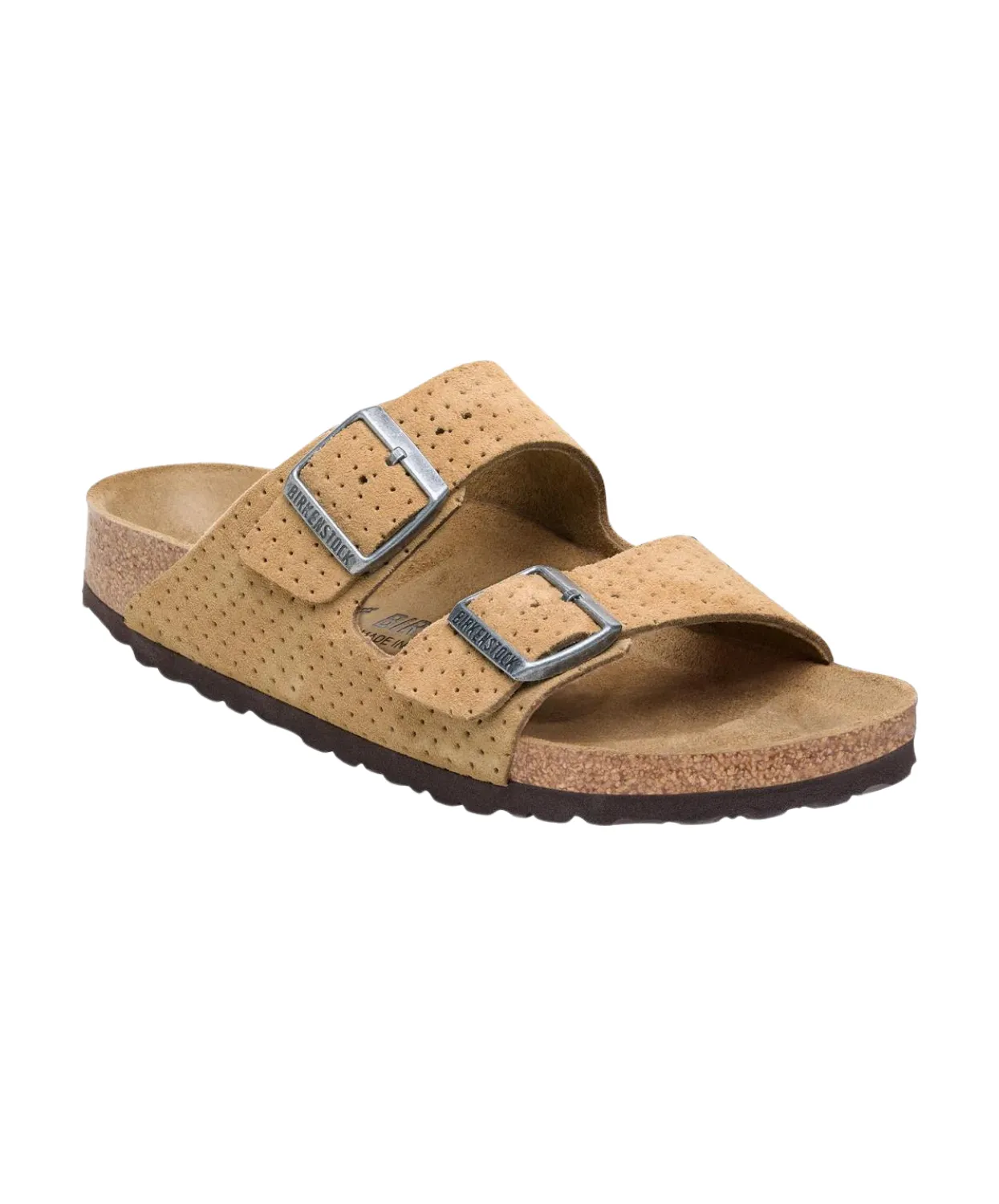 Birkenstock Arizona Embossed Suede Leather New Beige Sandals