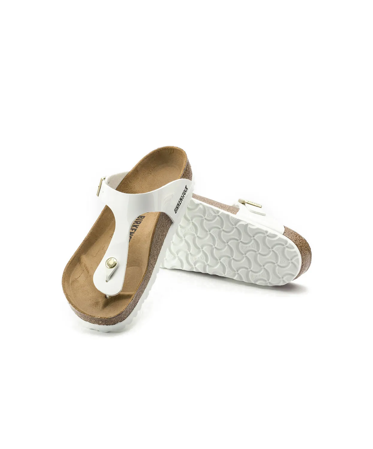 Birkenstock Gizeh Birko-Flor White Patent Sandals