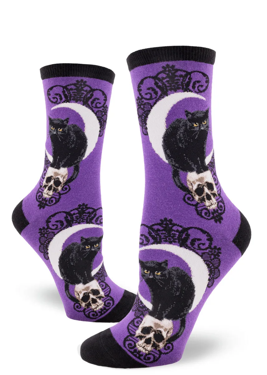 Black Cat Moon Women's Socks