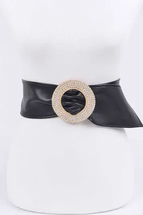 Black Rhinestone Buckle Fashion Belt- PLUS