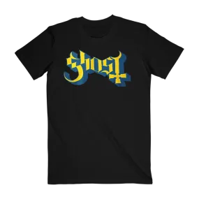 Blue and Yellow Ghost Logo Tee