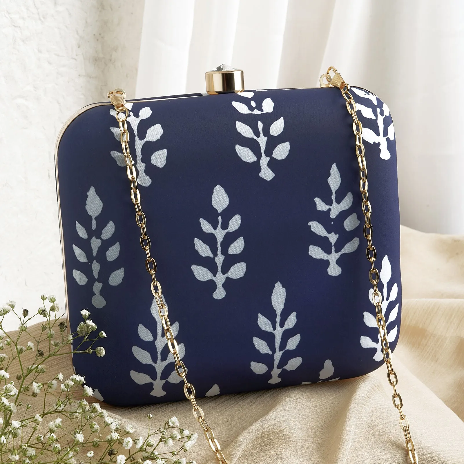 Blue O' Clock Stone and Print Clutch