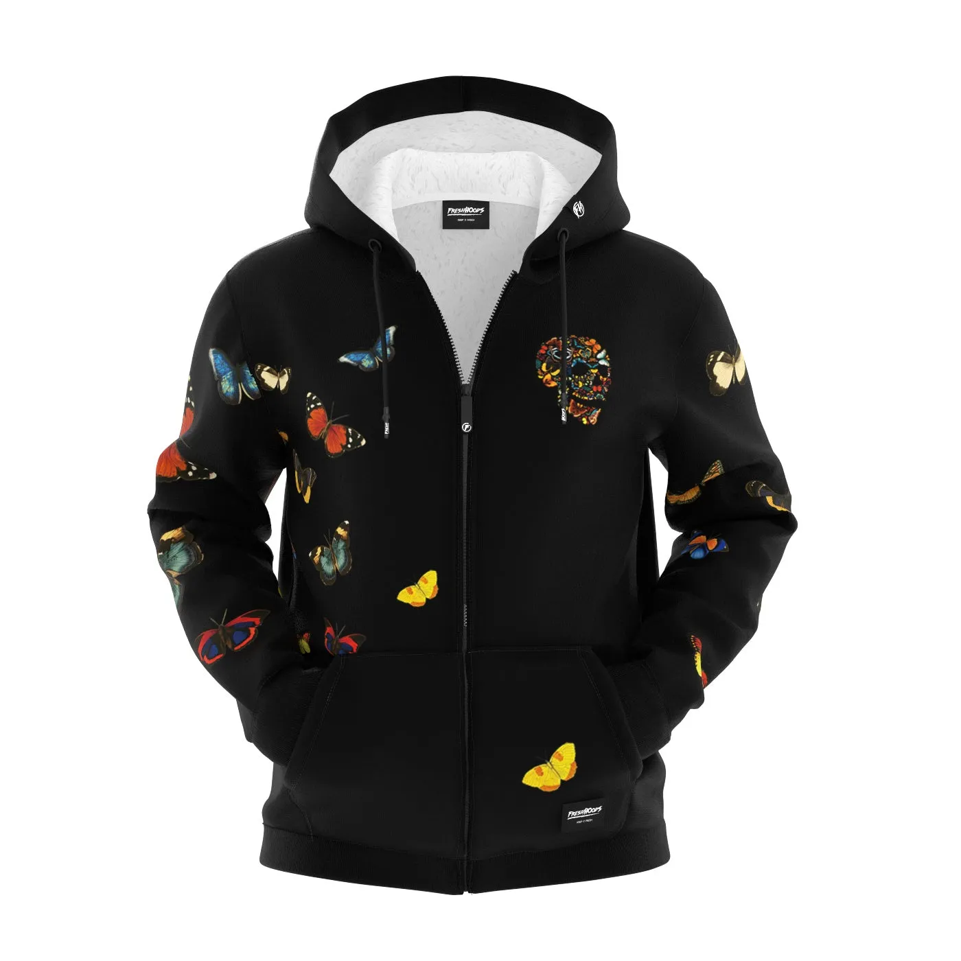 Butterfly Skull Zip Up Hoodie