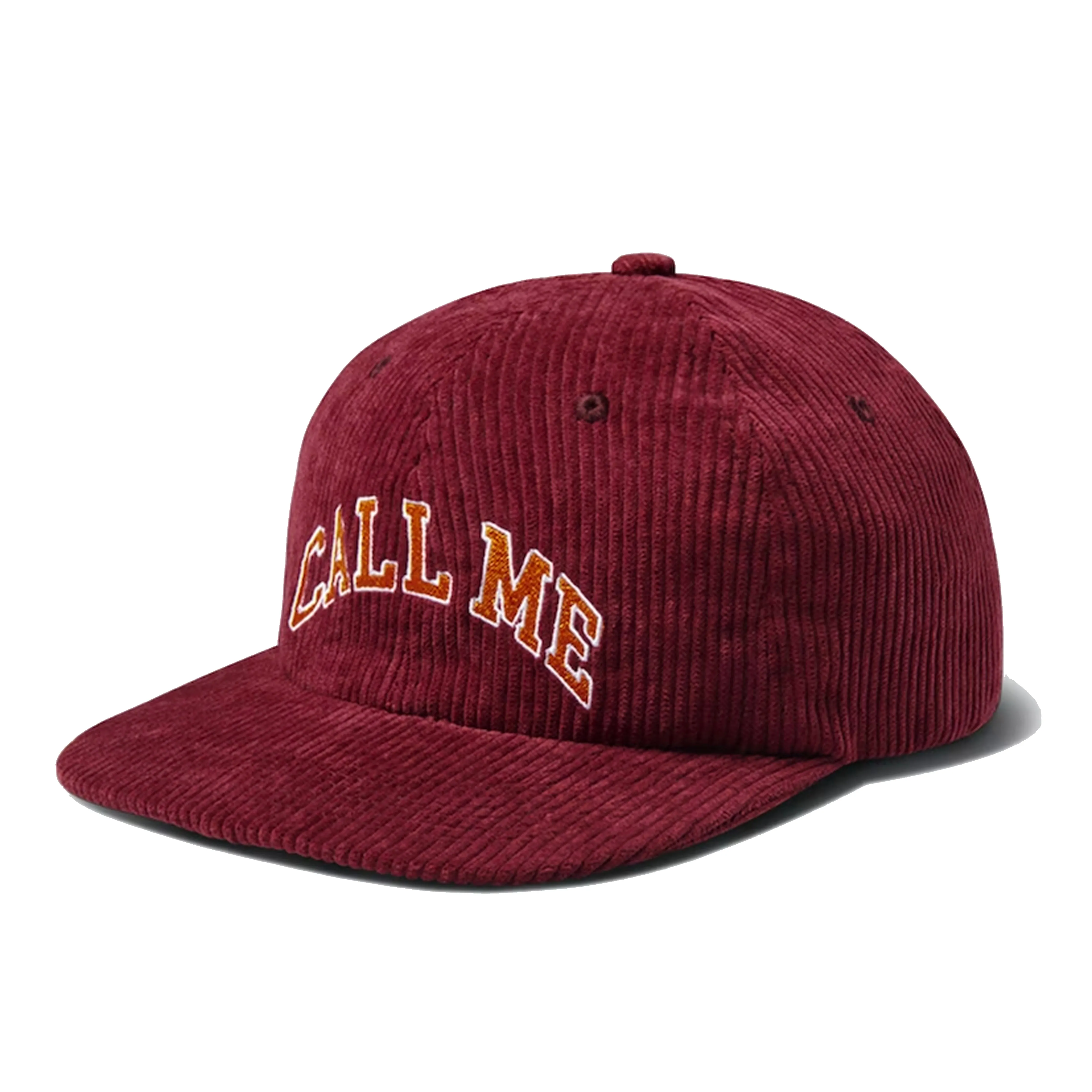 Call Me 917 "Call Me" 6 Panel Corduroy Snapback Cap - Burnt Red