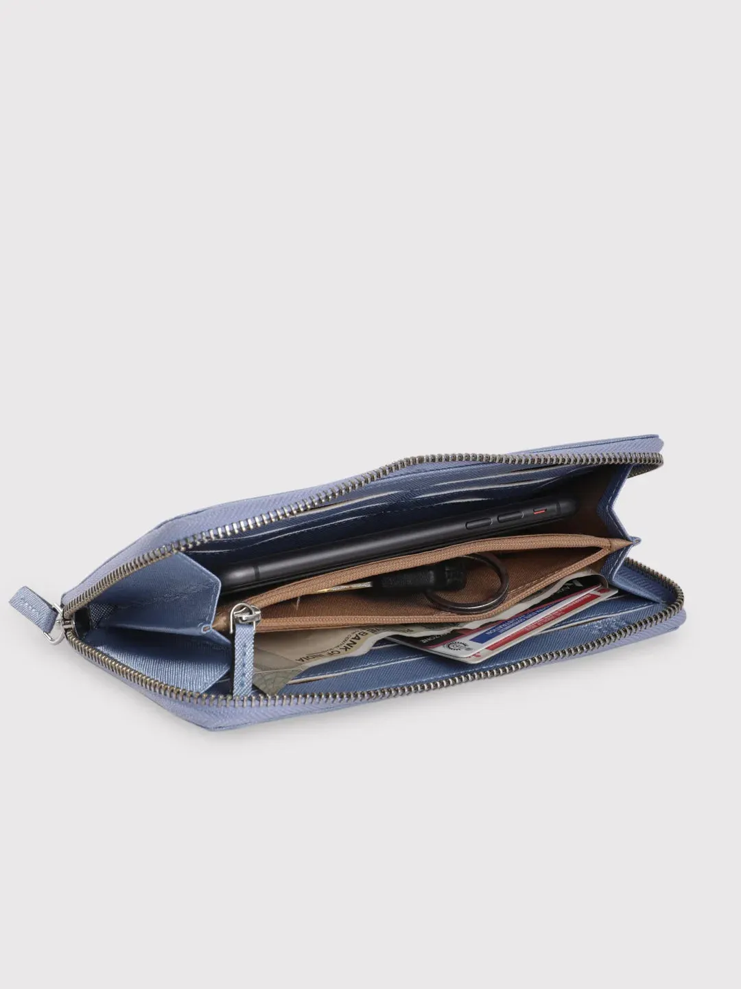 Caprese Mia Wallet Large Zip Around Pearl Blue