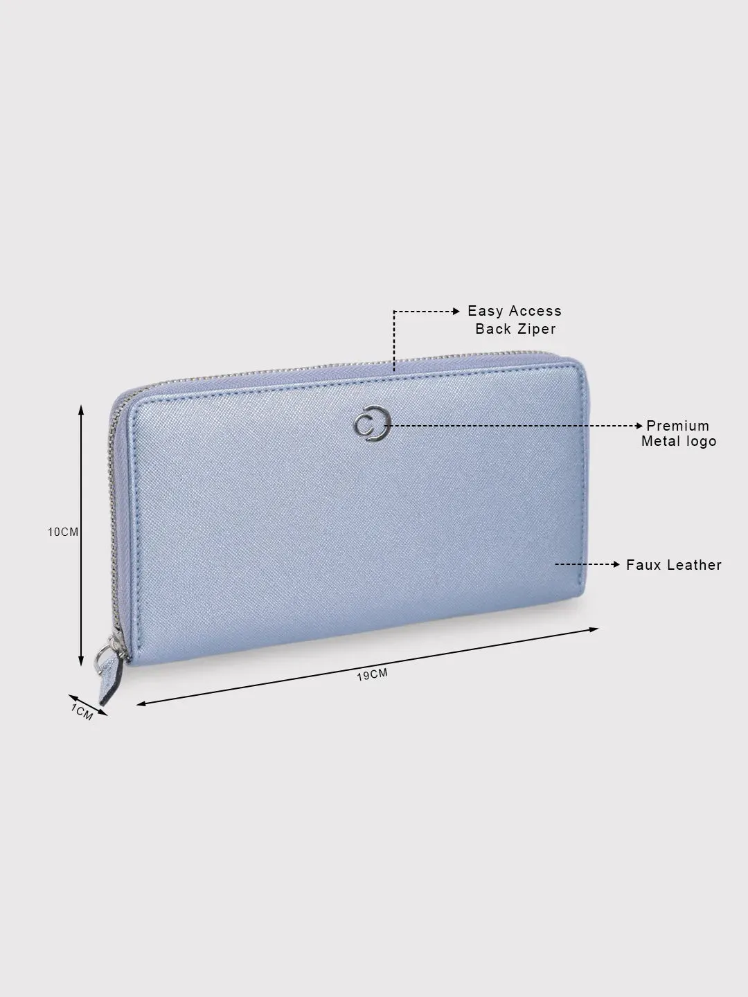 Caprese Mia Wallet Large Zip Around Pearl Blue