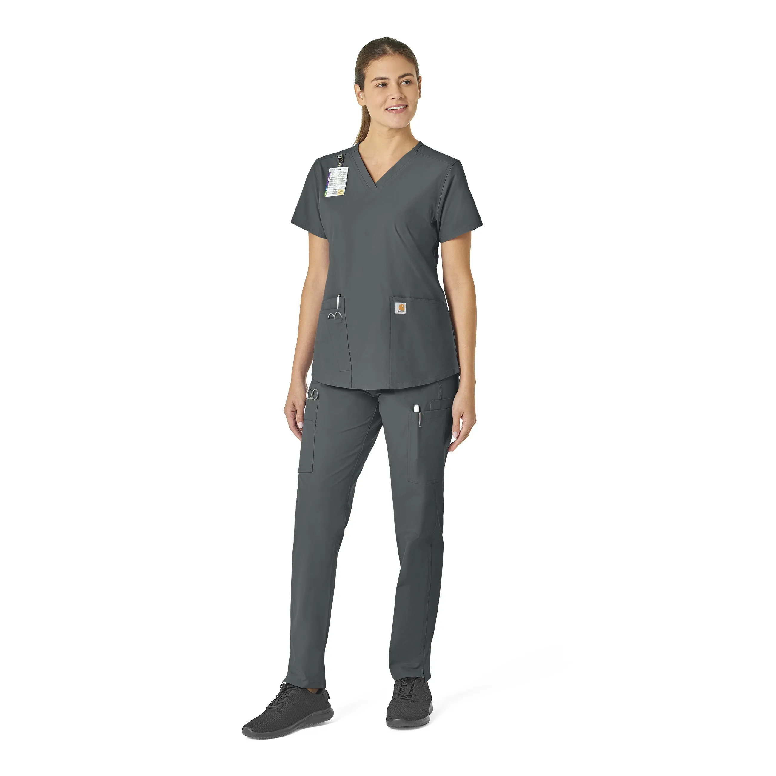 Carhartt Force Essentials Women's V-Neck Scrub Top - Pewter