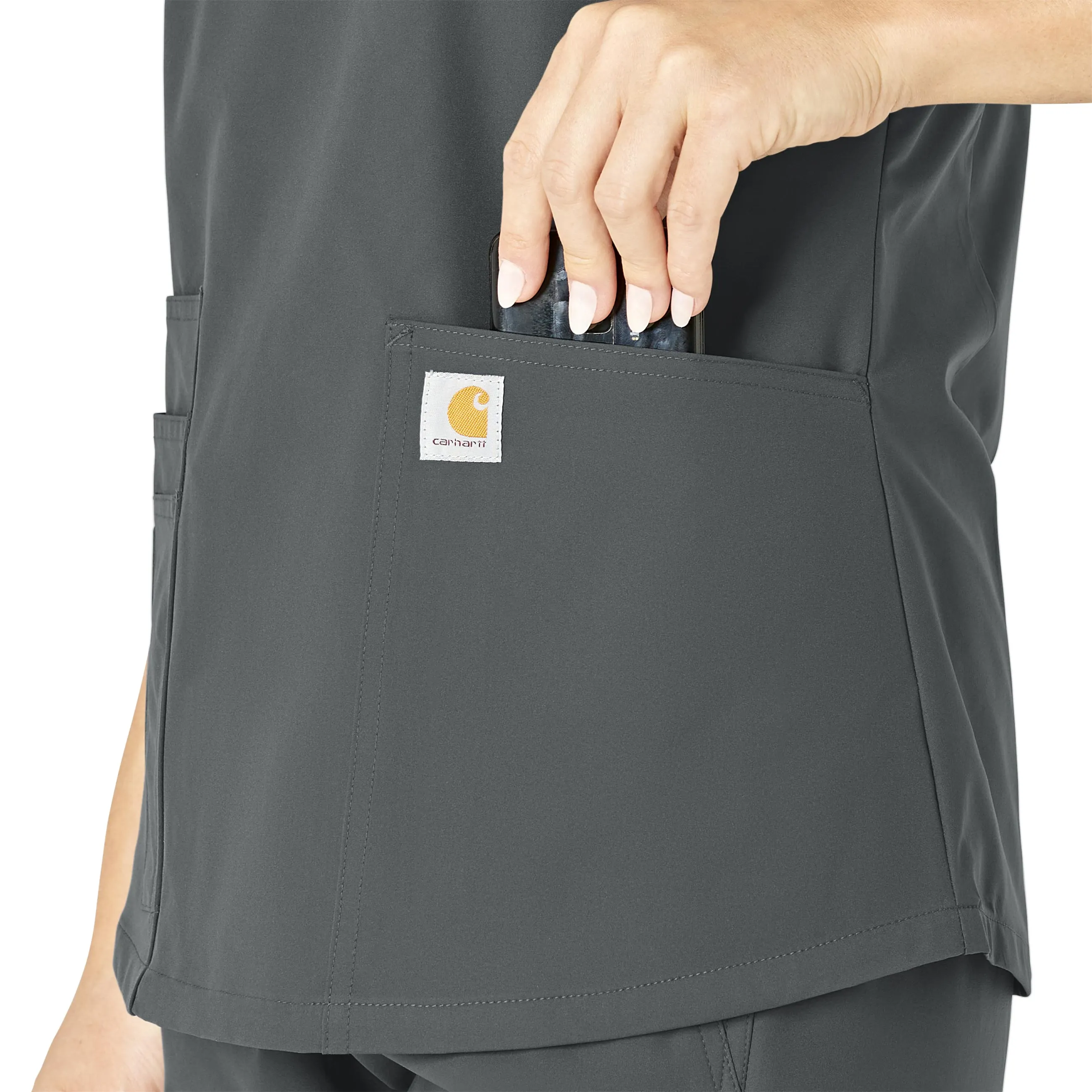 Carhartt Force Essentials Women's V-Neck Scrub Top - Pewter