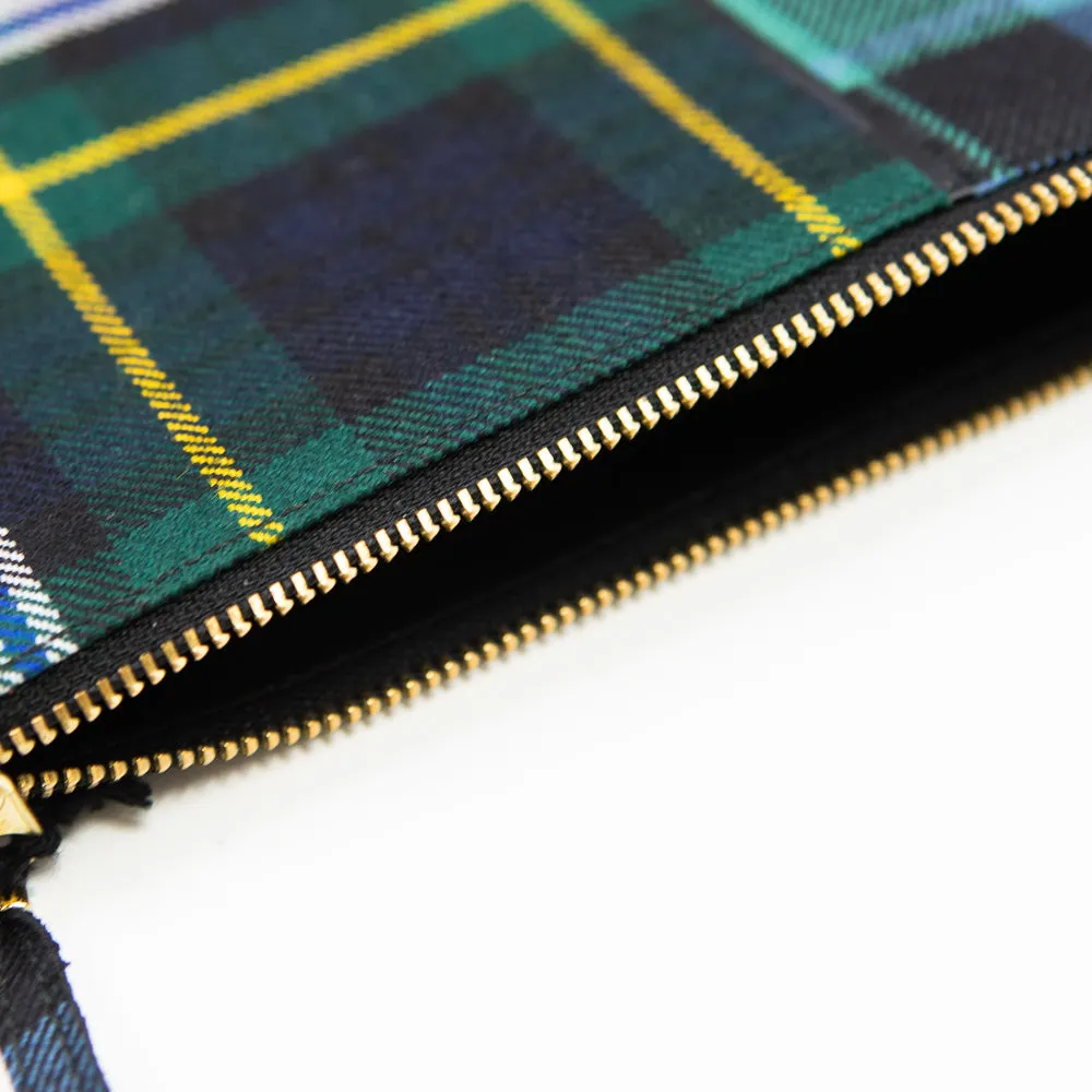 CDG Tartan Patchwork Large Zip Pouch (Green)