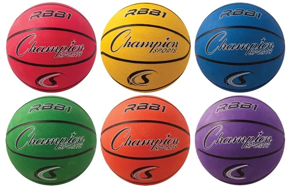 Champion Sports Rubber Basketballs (Set of 6 Colors)