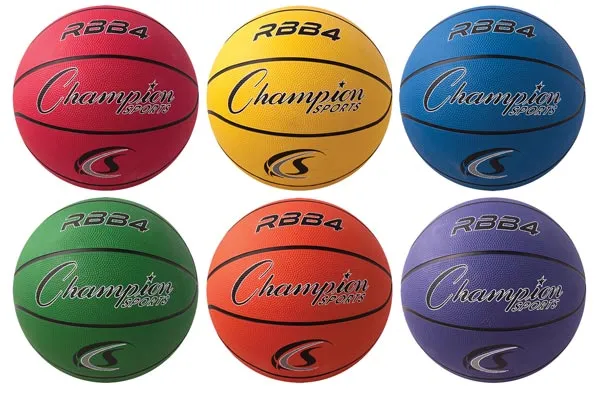 Champion Sports Rubber Basketballs (Set of 6 Colors)