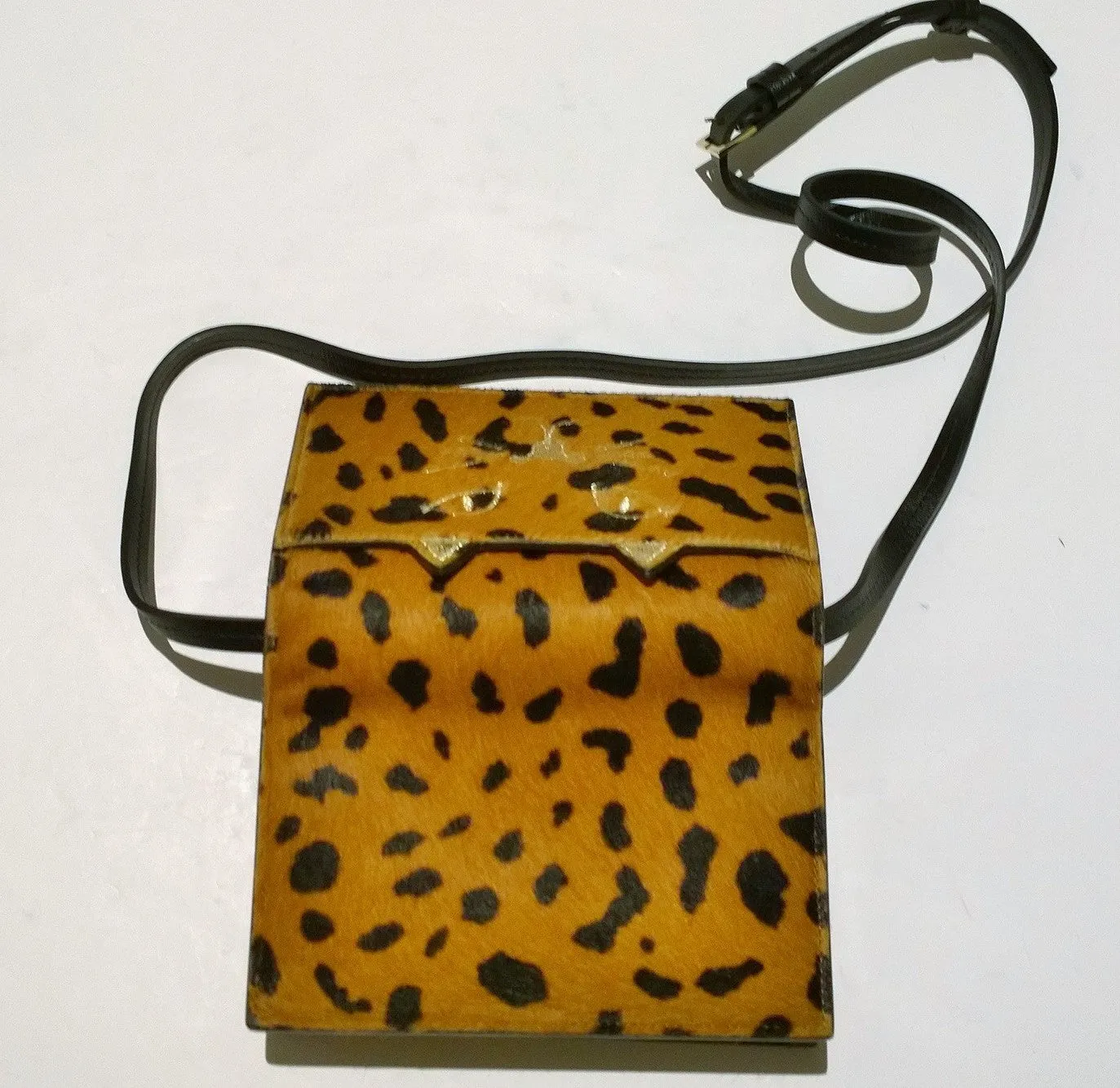 Charlotte Olympia Kitty Ponyskin Calf Hair Crossbody Purse Clutch Bag