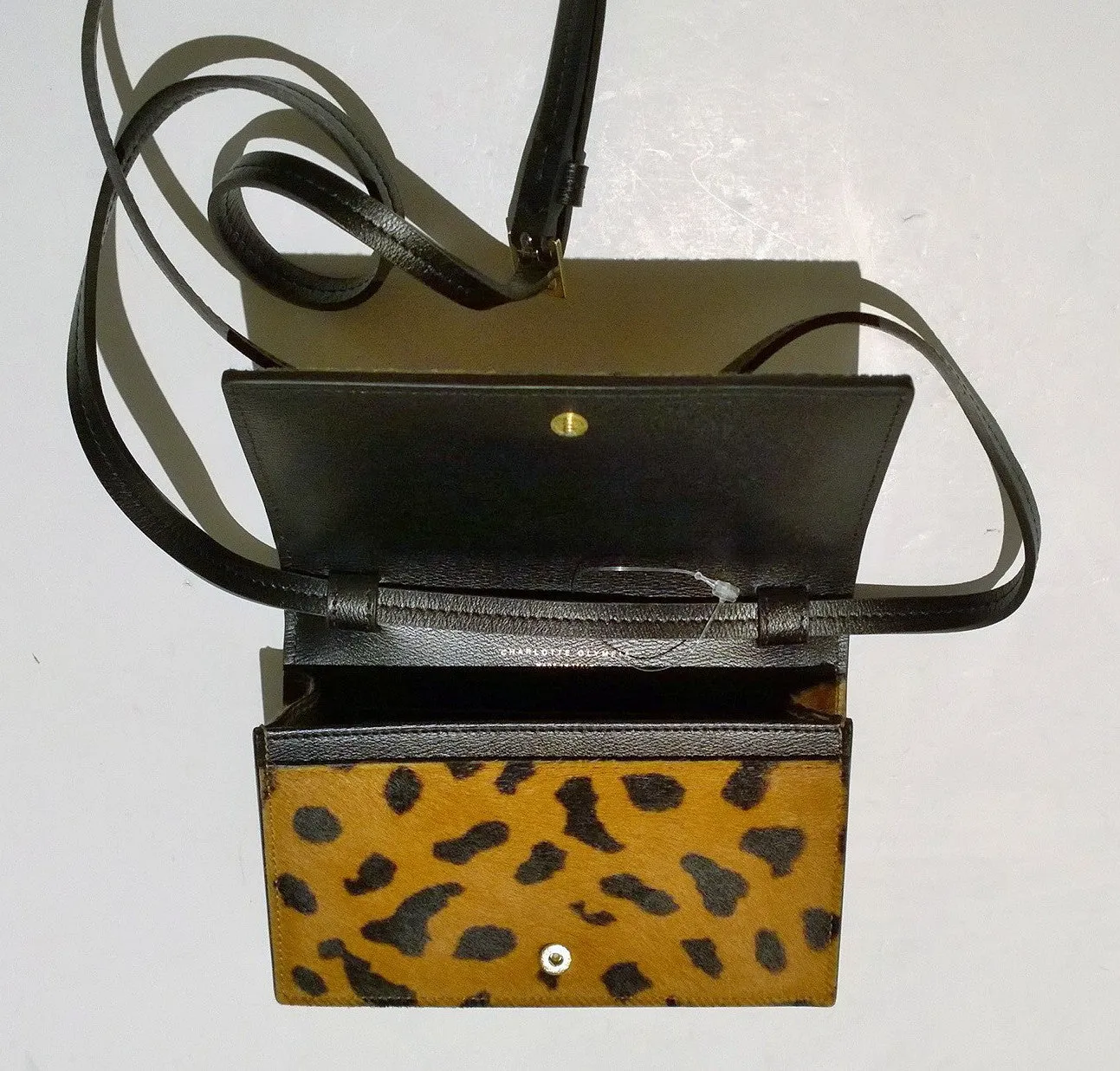 Charlotte Olympia Kitty Ponyskin Calf Hair Crossbody Purse Clutch Bag