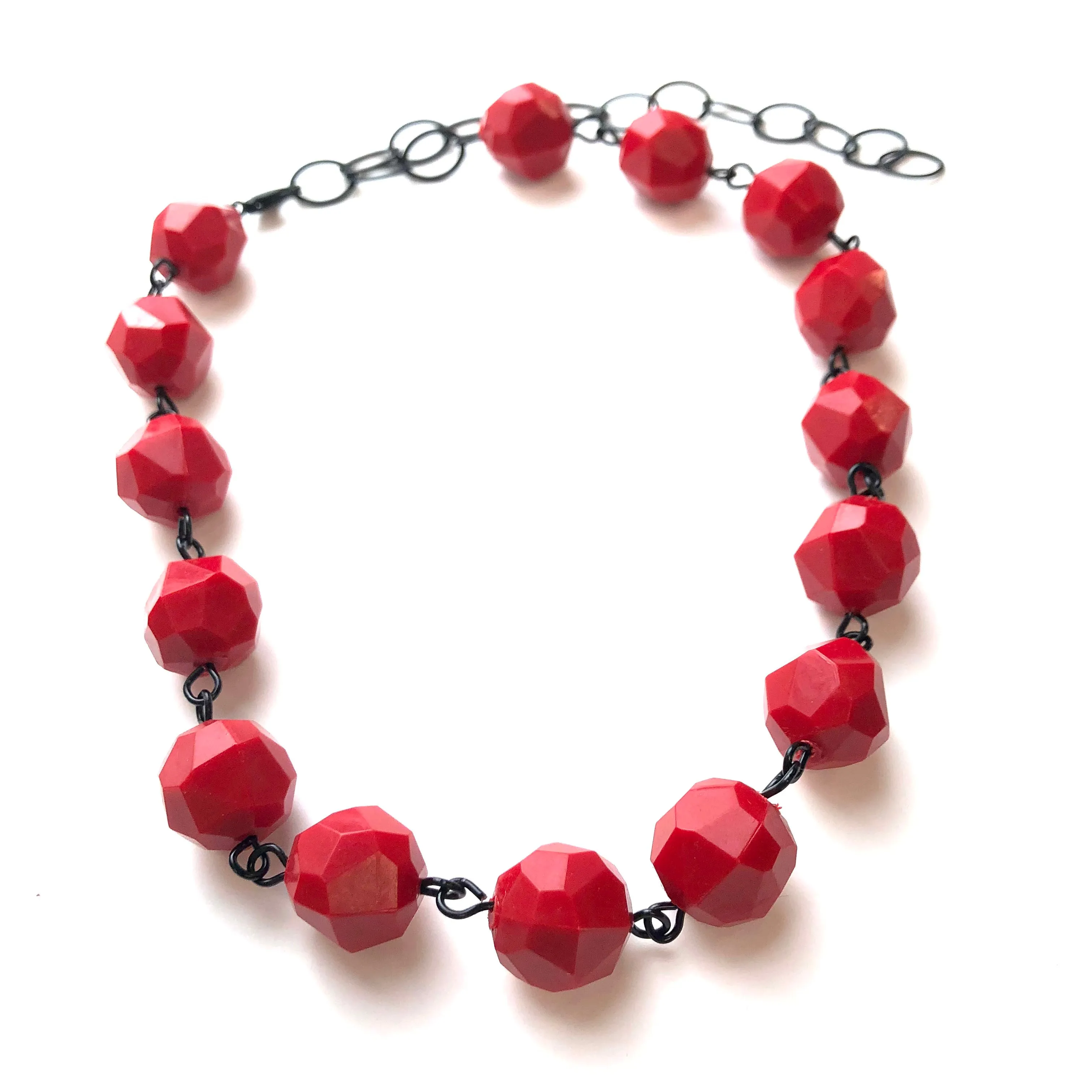 Cherry Red Faceted Bead Amelia Necklace *