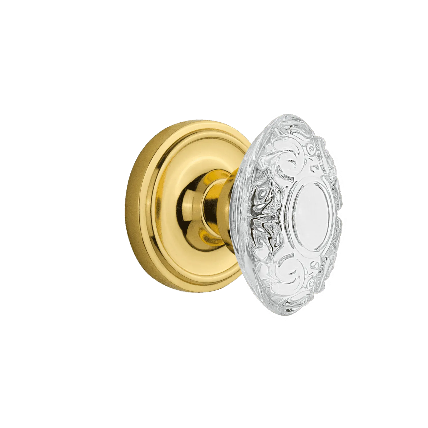 Classic Rosette with Crystal Victorian Knob in Unlacquered Brass