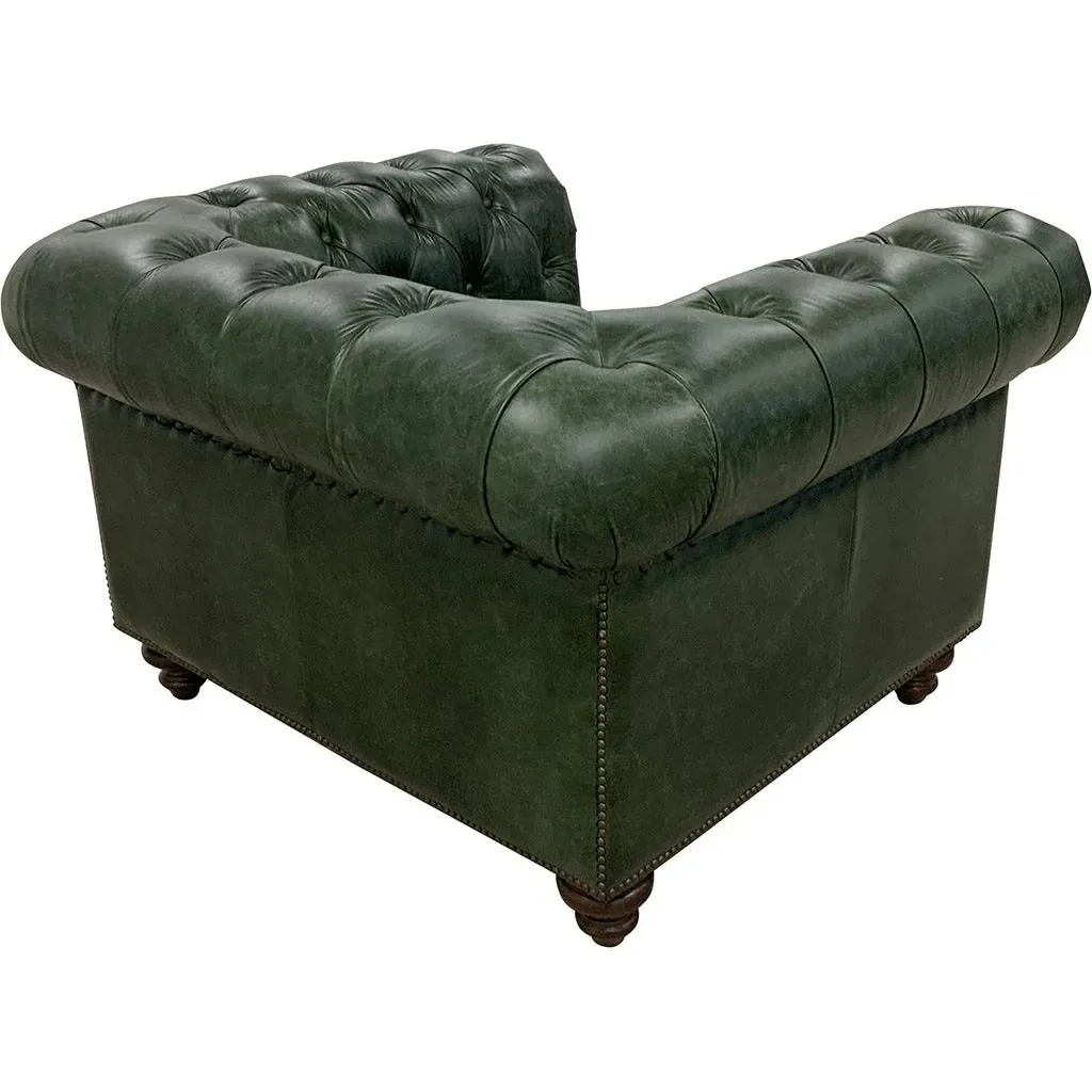 Classic Tufted Moss Green Club Chair