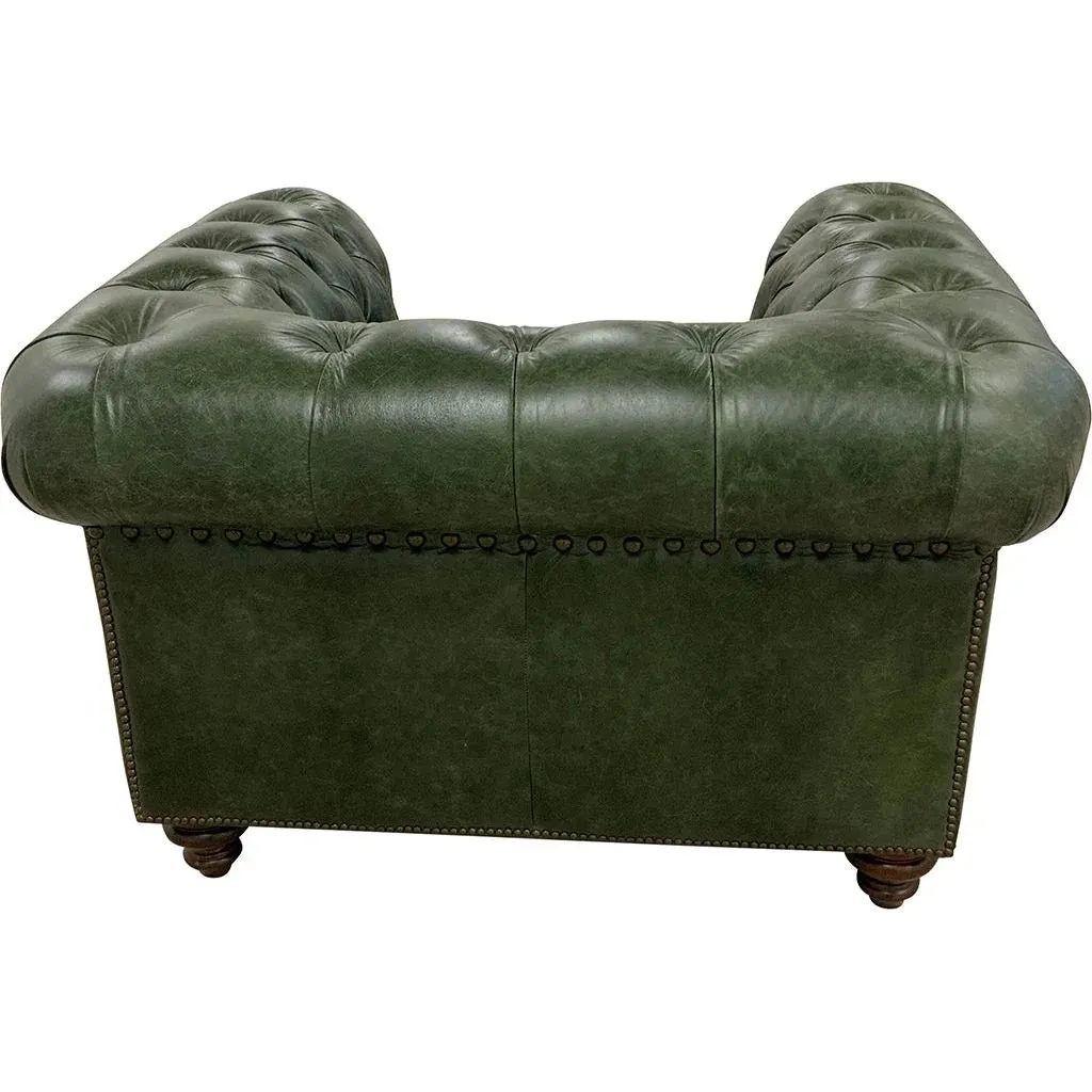 Classic Tufted Moss Green Club Chair