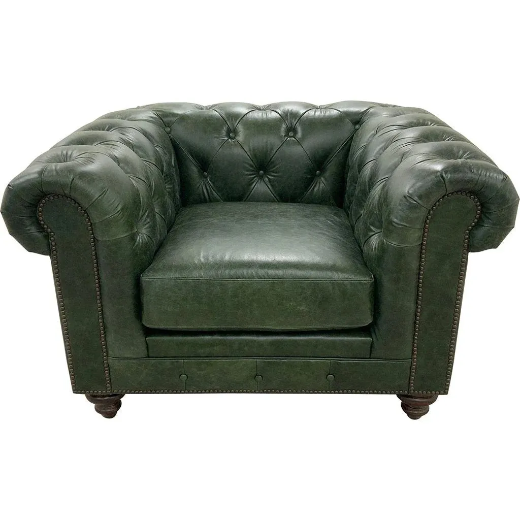 Classic Tufted Moss Green Club Chair