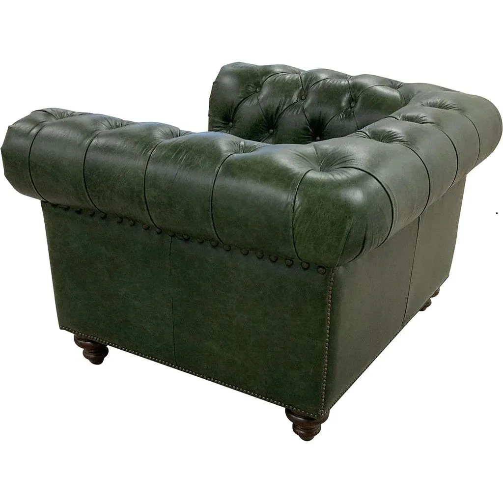 Classic Tufted Moss Green Club Chair